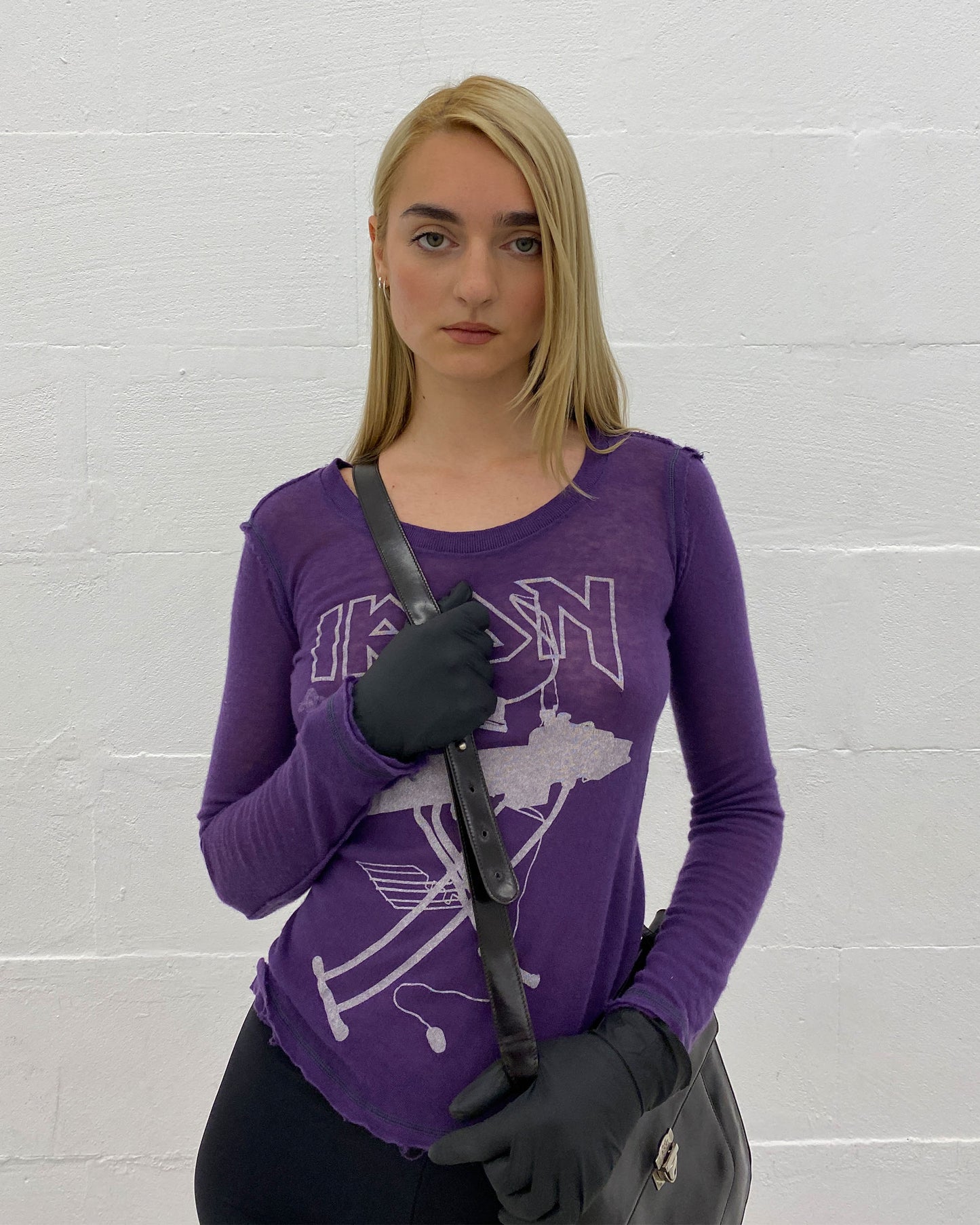 Hvana 2010s Iron Cashmere Longsleeve Knit Top Purple