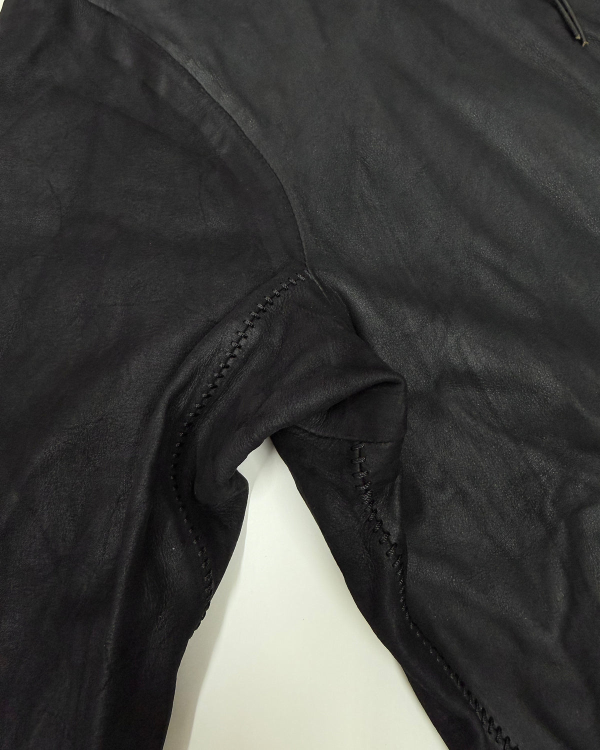 Isaac Sellam 2020s Washed Calf Leather Jacket Black