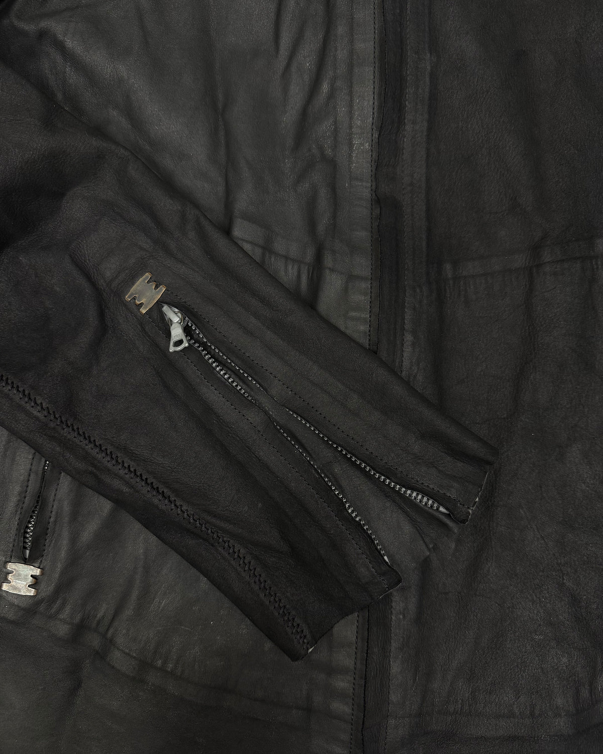 Isaac Sellam 2020s Washed Calf Leather Jacket Black