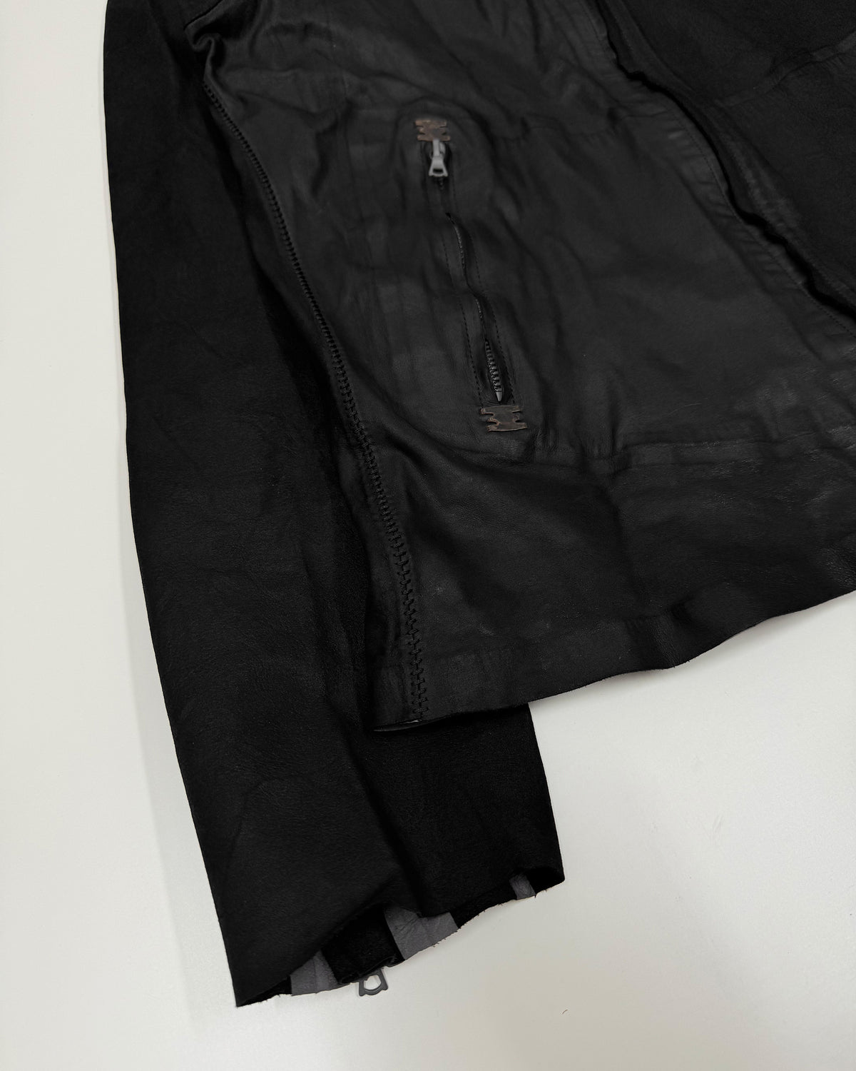Isaac Sellam 2020s Washed Calf Leather Jacket Black