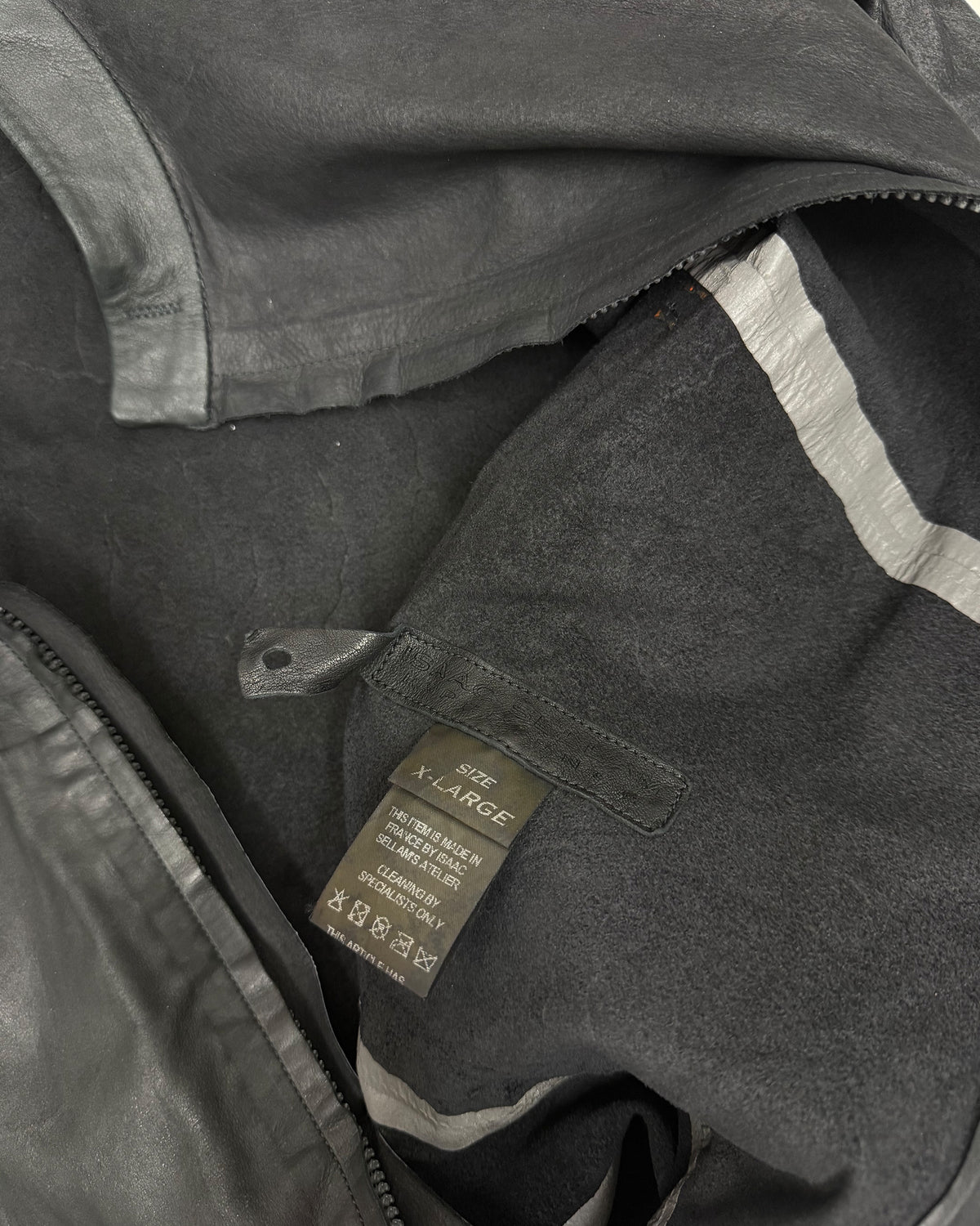 Isaac Sellam 2020s Washed Calf Leather Jacket Black