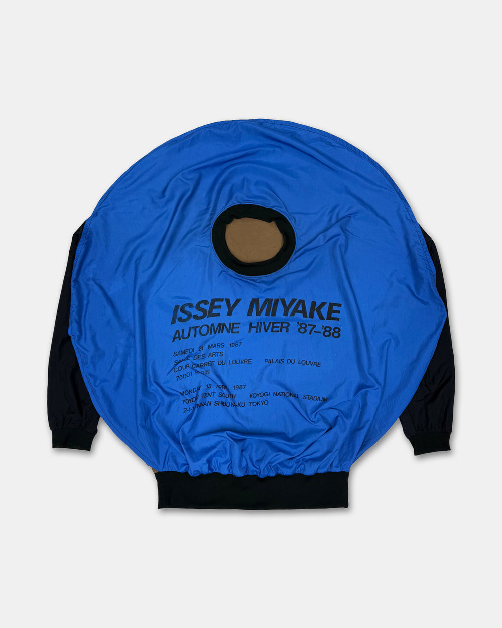 Issey Miyake FW1987 Circle Pattern Nylon Staff Crewneck Blue