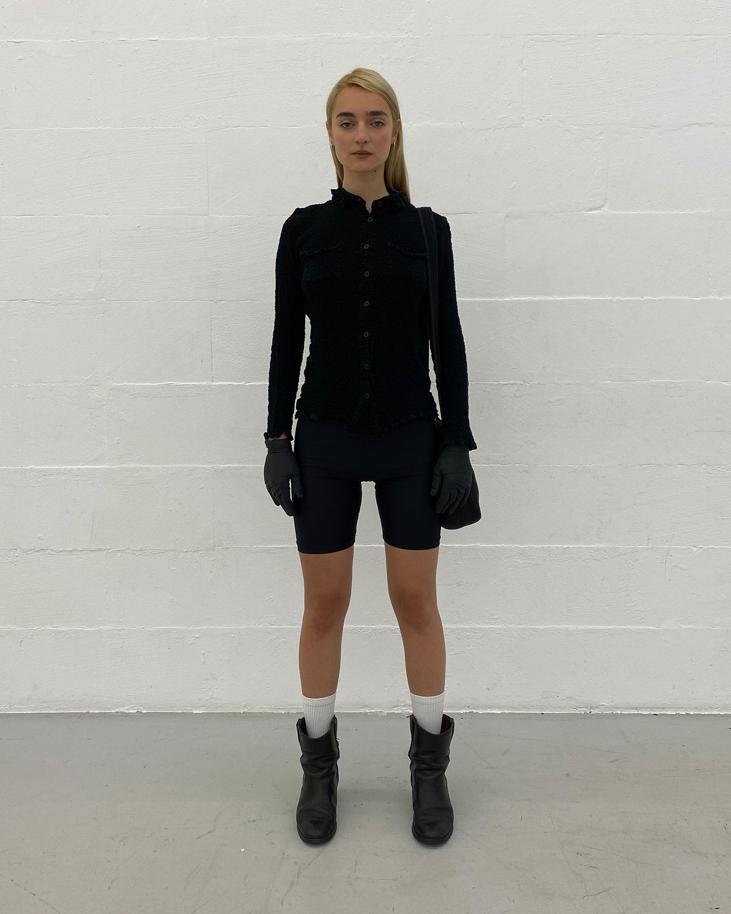 Miu Miu 1990s Sample Wool Shoulder Bag Grey