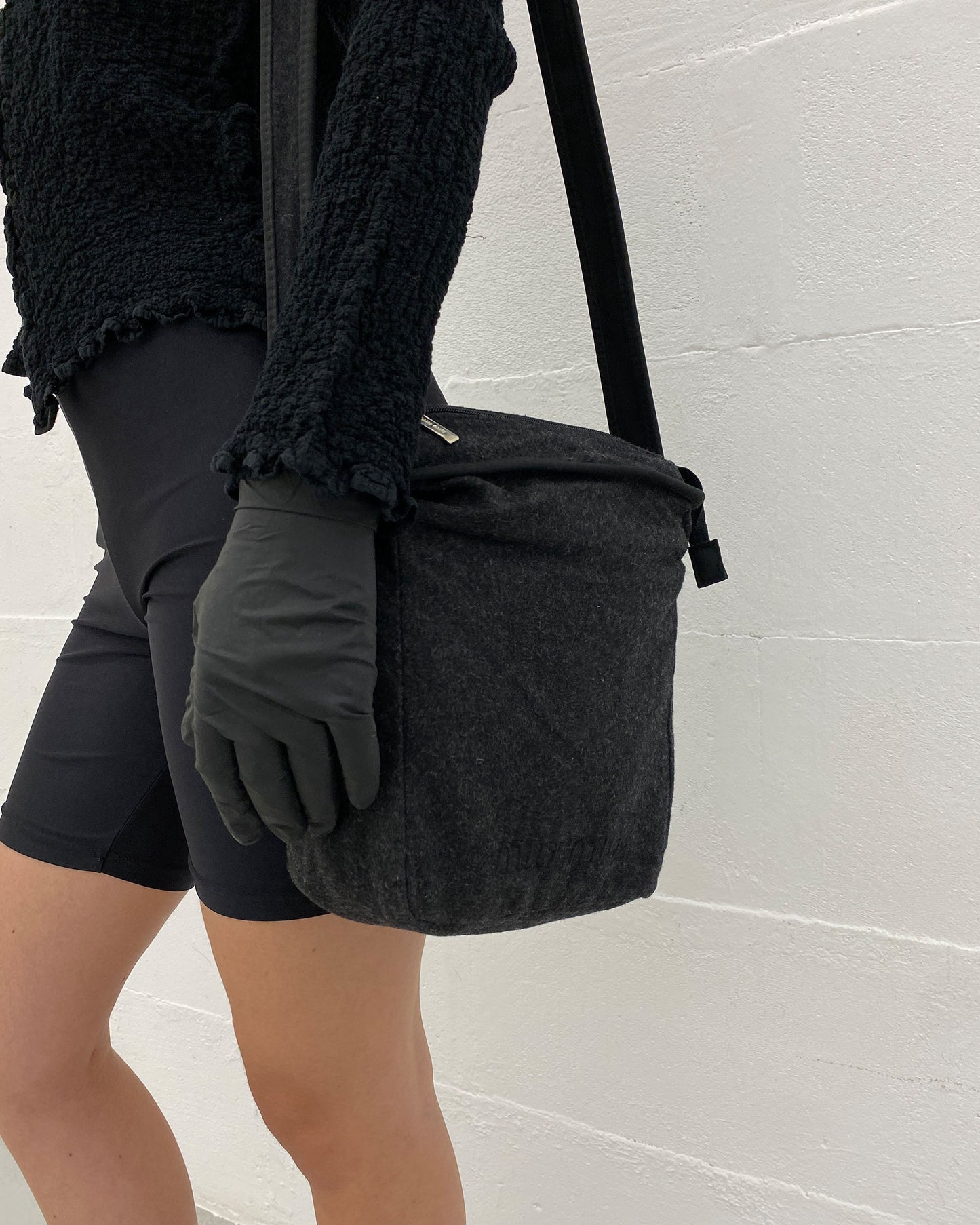 Miu Miu 1990s Sample Wool Shoulder Bag Grey