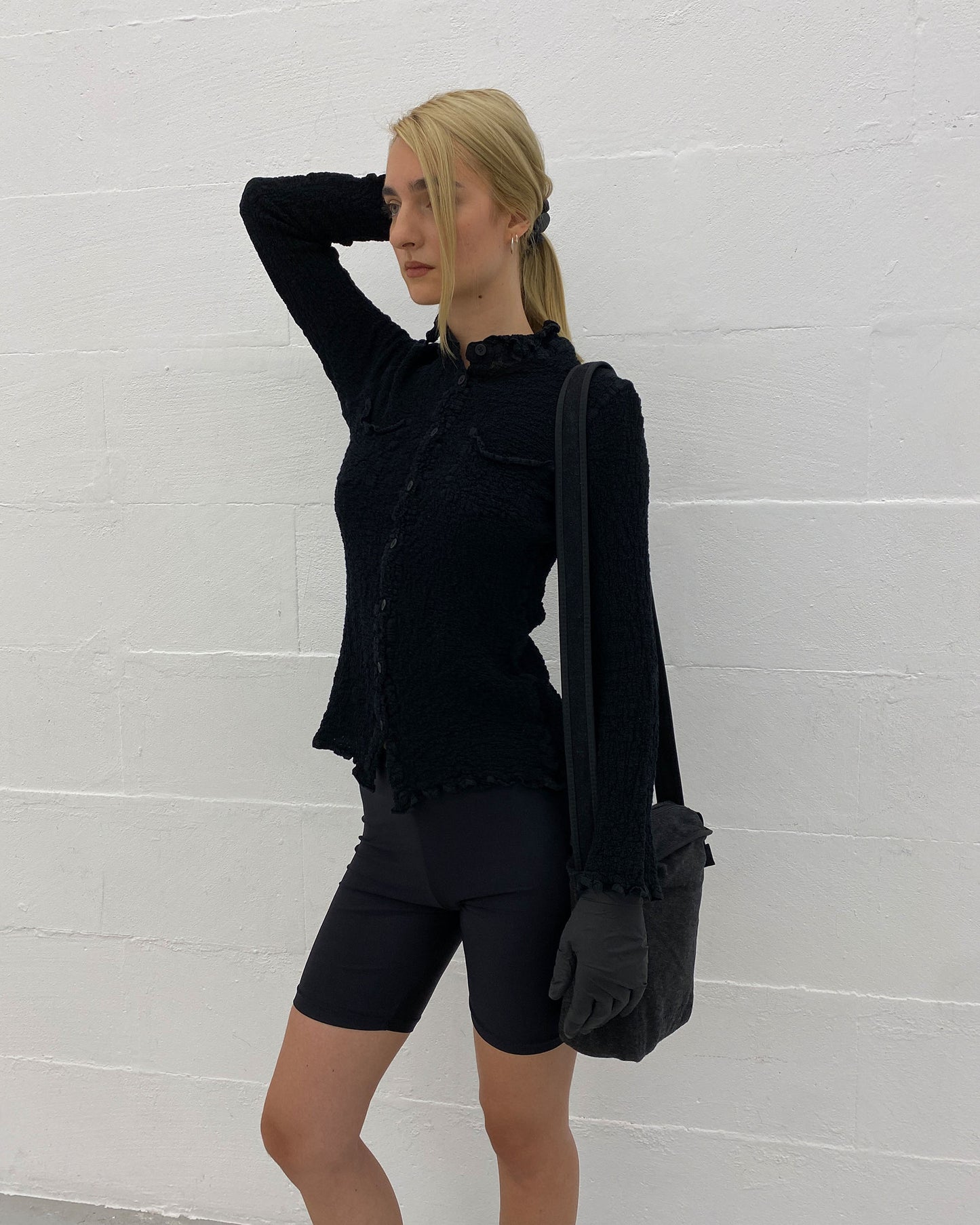 Miu Miu 1990s Sample Wool Shoulder Bag Grey