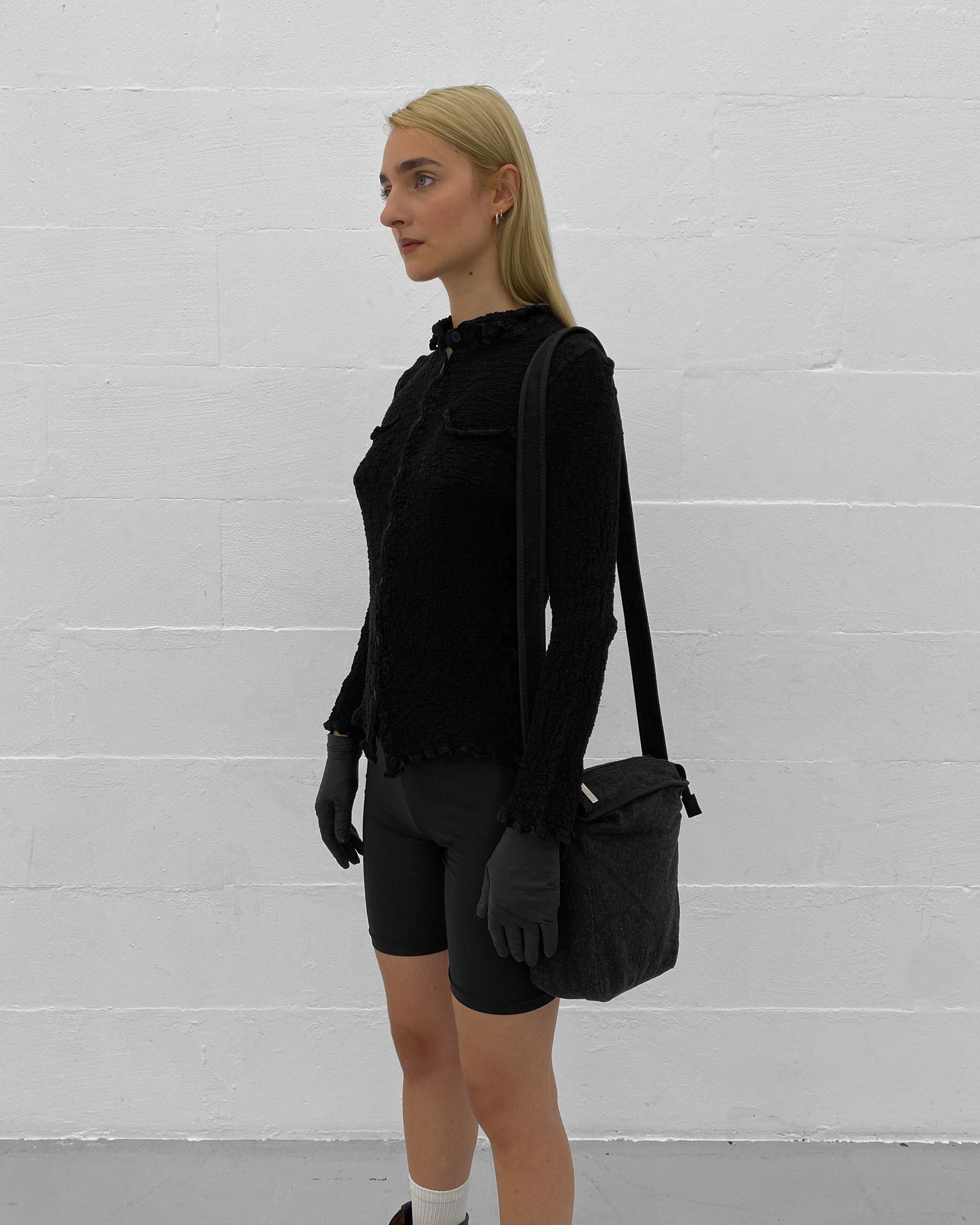Miu Miu 1990s Sample Wool Shoulder Bag Grey