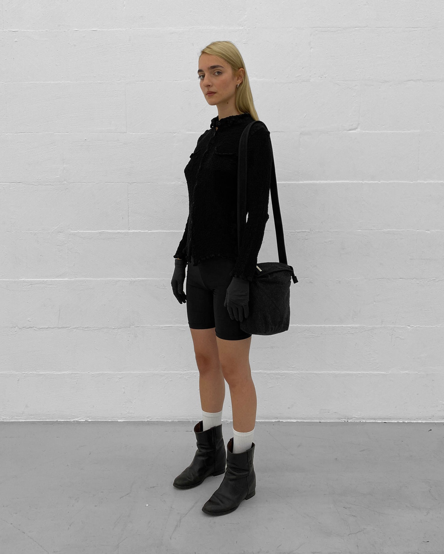 Miu Miu 1990s Sample Wool Shoulder Bag Grey