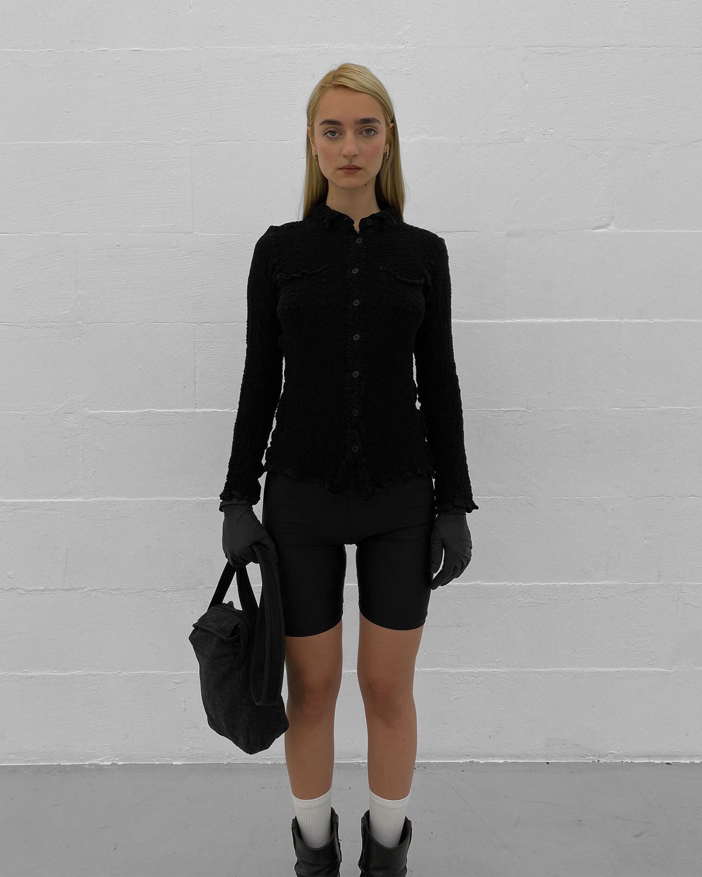 Miu Miu 1990s Sample Wool Shoulder Bag Grey