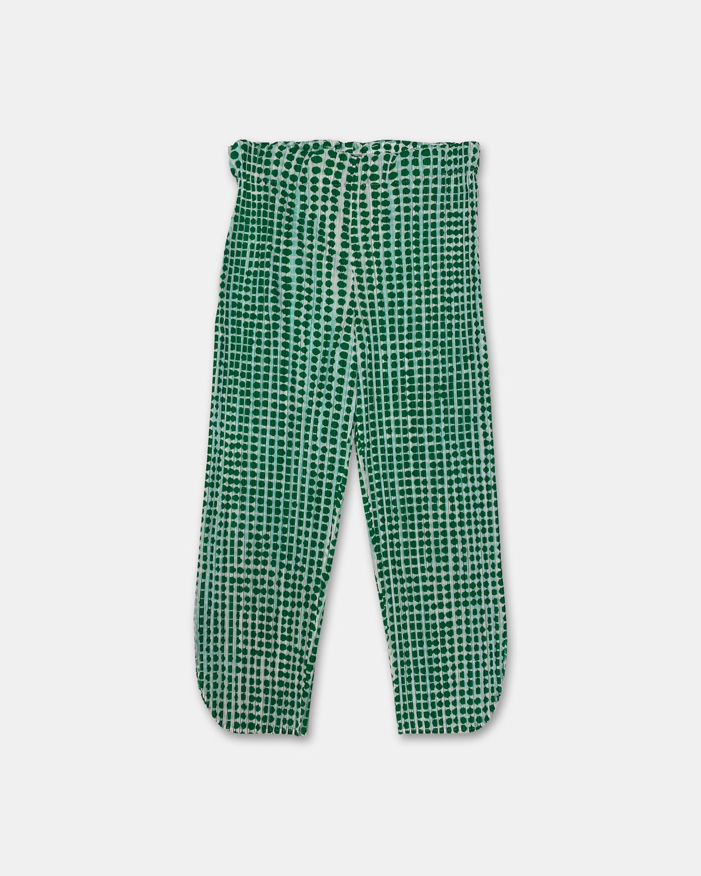 Issey Miyake 2010s Pleated Polka Dot Capri Pants Green