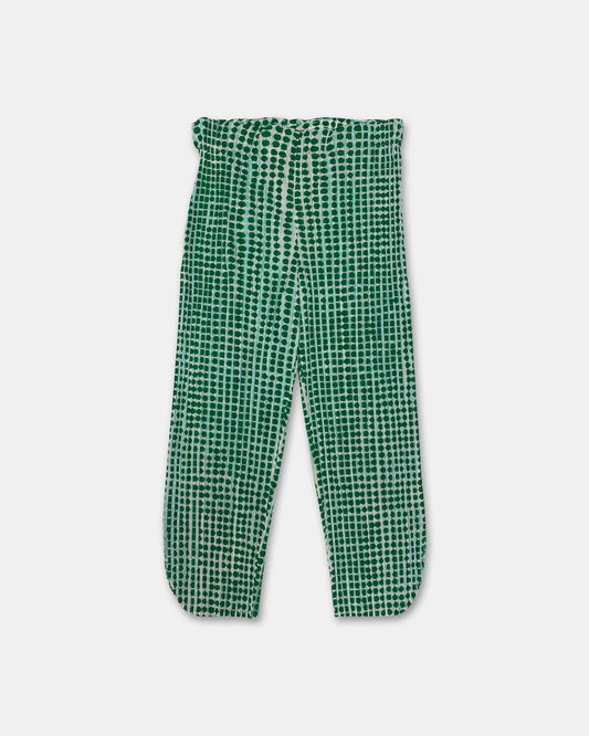 Issey Miyake 2010s Pleated Polka Dot Capri Pants Green