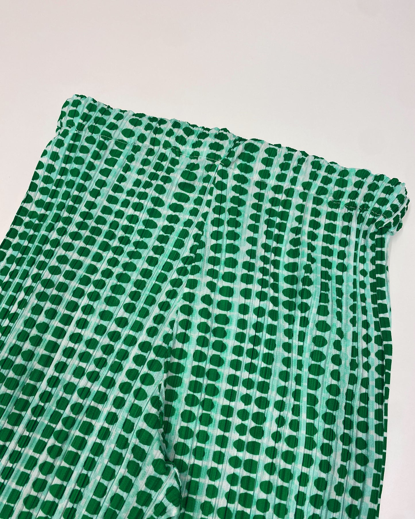 Issey Miyake 2010s Pleated Polka Dot Capri Pants Green