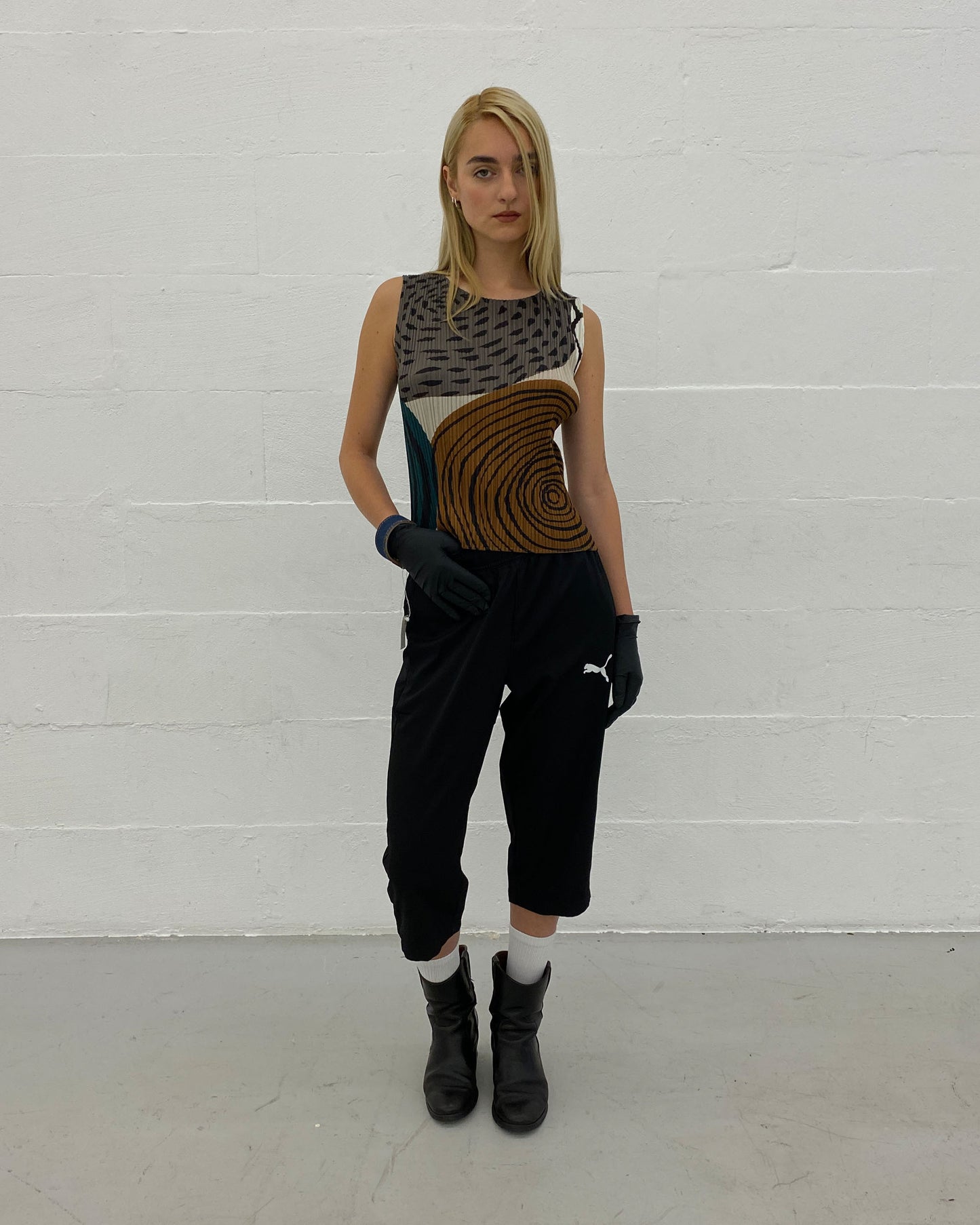 Issey Miyake 2010s Pleats Please Annual Ring Tank Top Multicolor