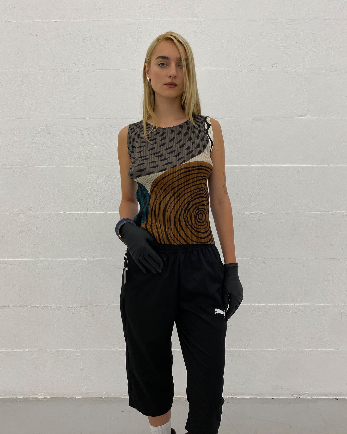 Issey Miyake 2010s Pleats Please Annual Ring Tank Top Multicolor