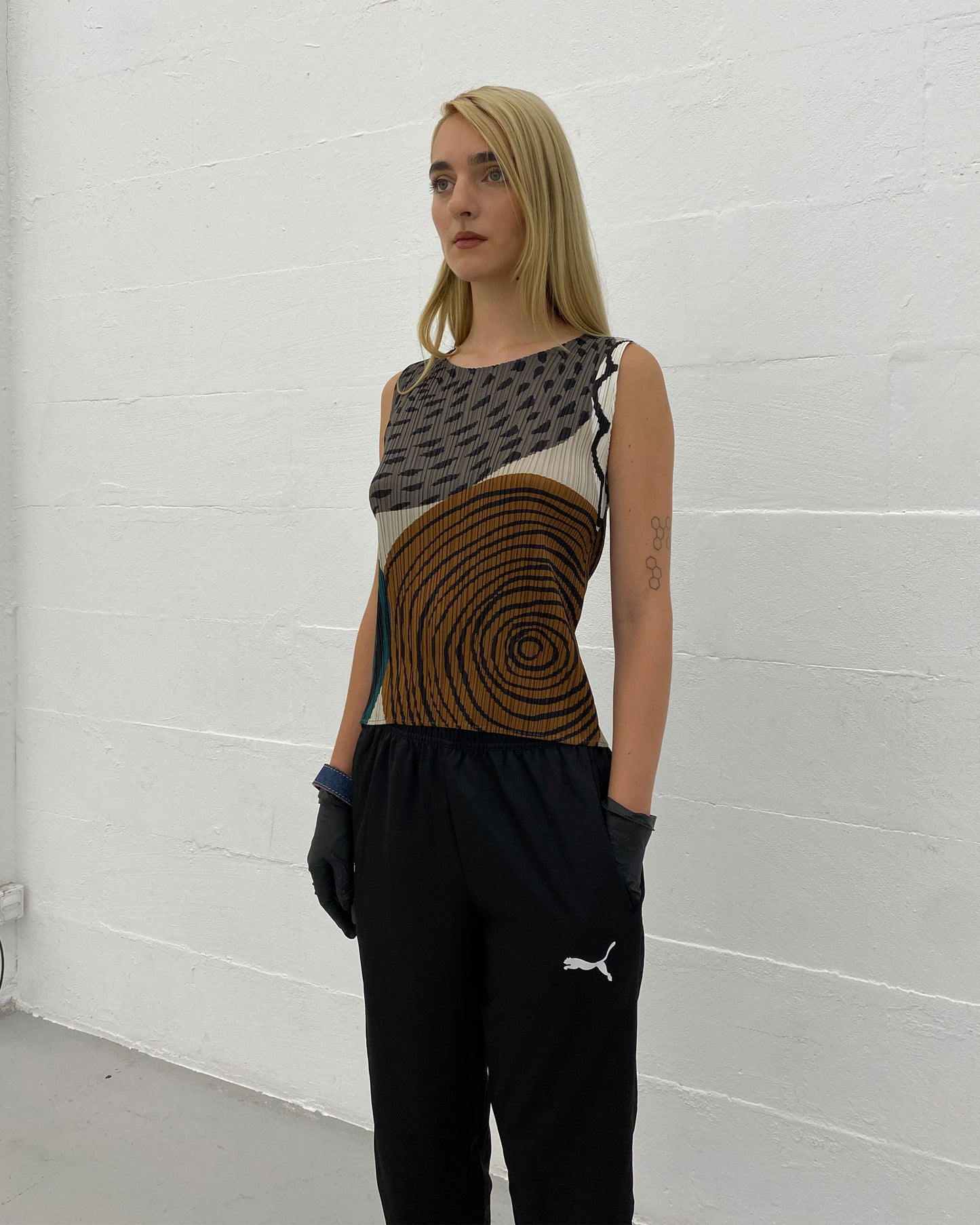 Issey Miyake 2010s Pleats Please Annual Ring Tank Top Multicolor