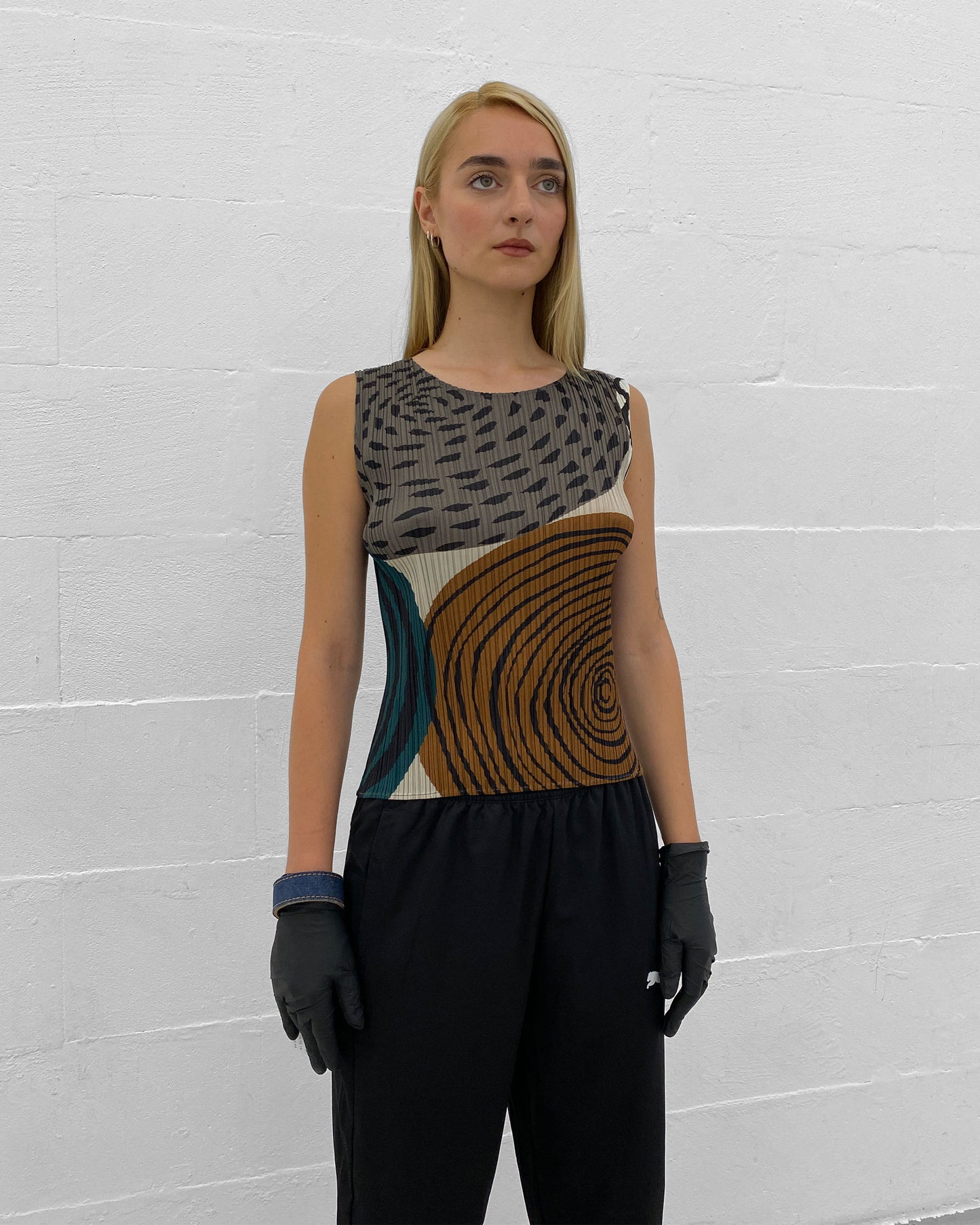 Issey Miyake 2010s Pleats Please Annual Ring Tank Top Multicolor