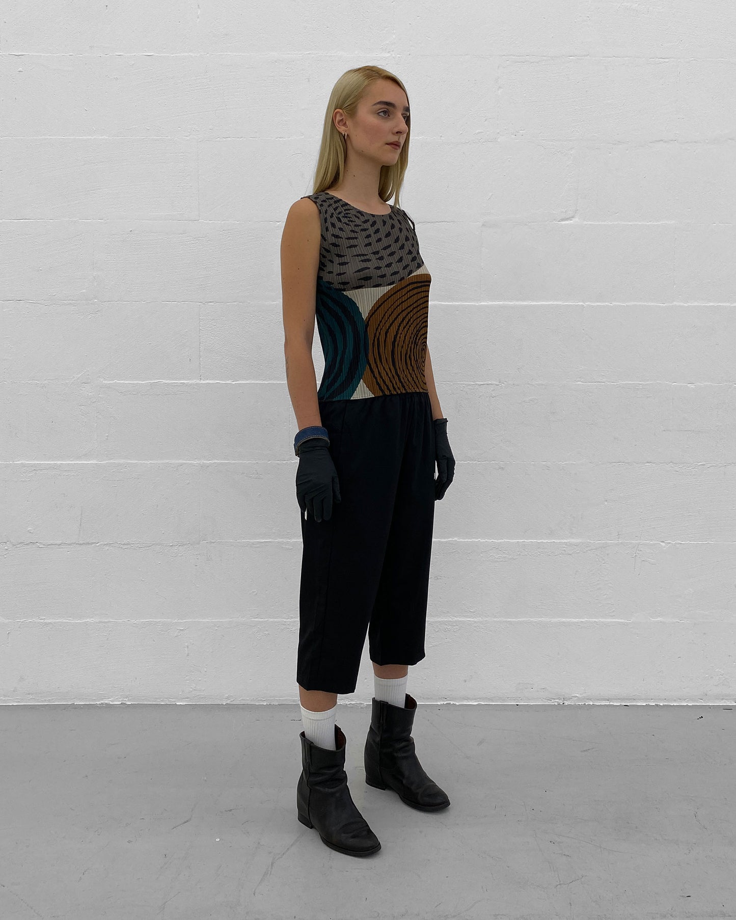 Issey Miyake 2010s Pleats Please Annual Ring Tank Top Multicolor