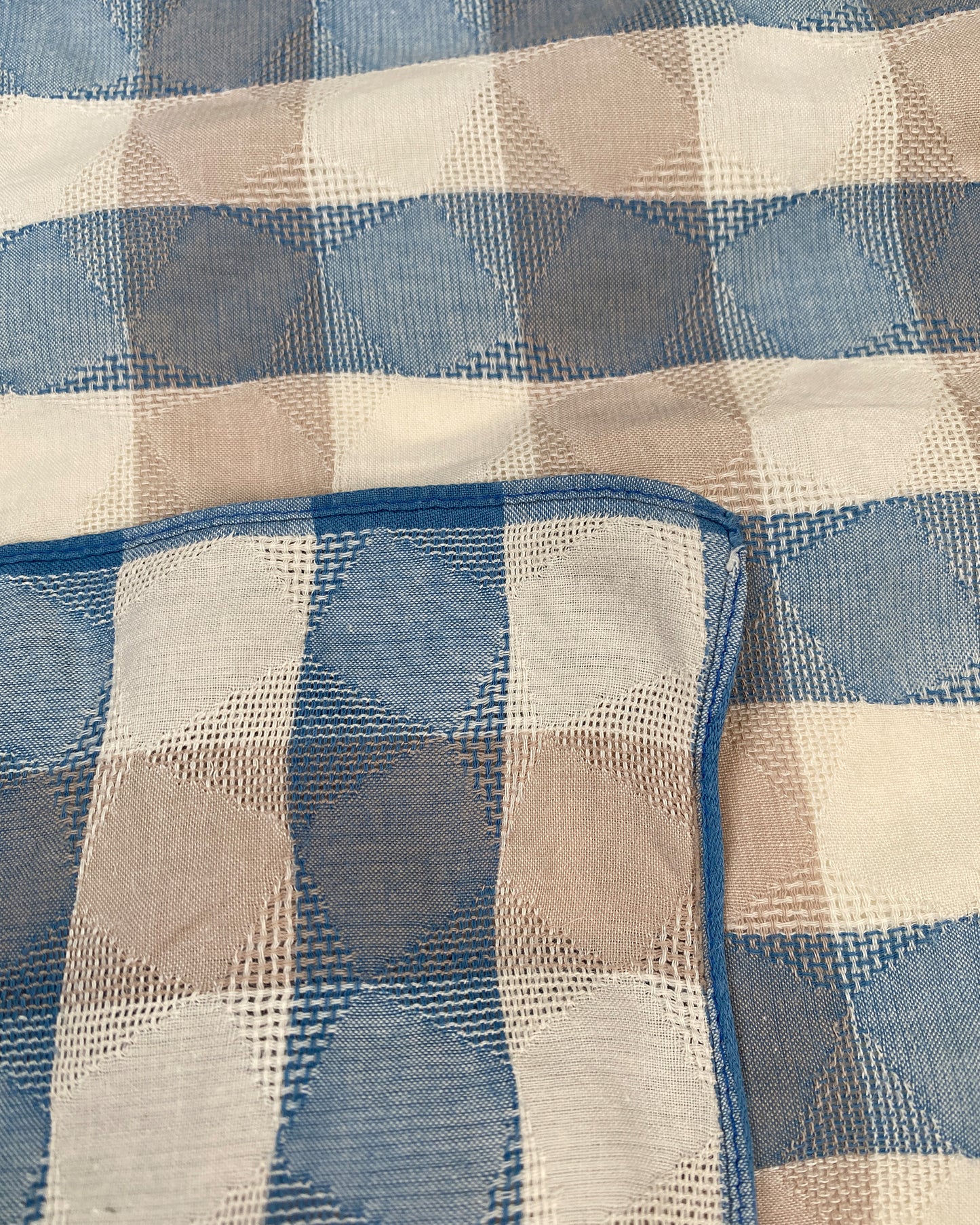 IM Issey Miyake 1980s Checkered Weave Cloth Blue