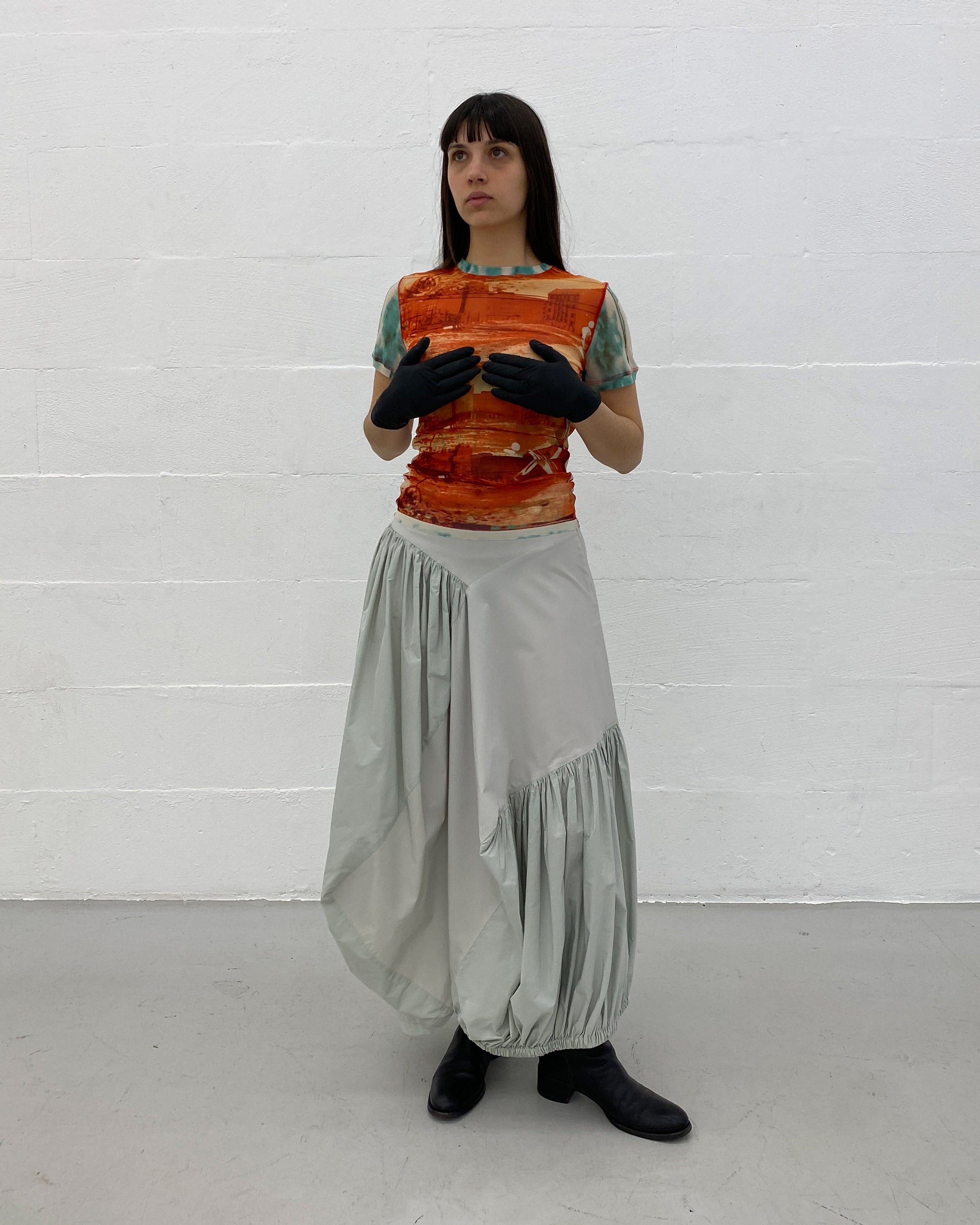 Jean Paul Gaultier Soleil 2000s City Print Mesh Top Orange – Knud