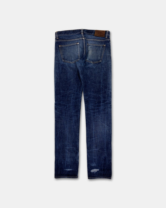 Japan Blue Jeans 2010s Faded Slim Fit Selvedge Denim Blue