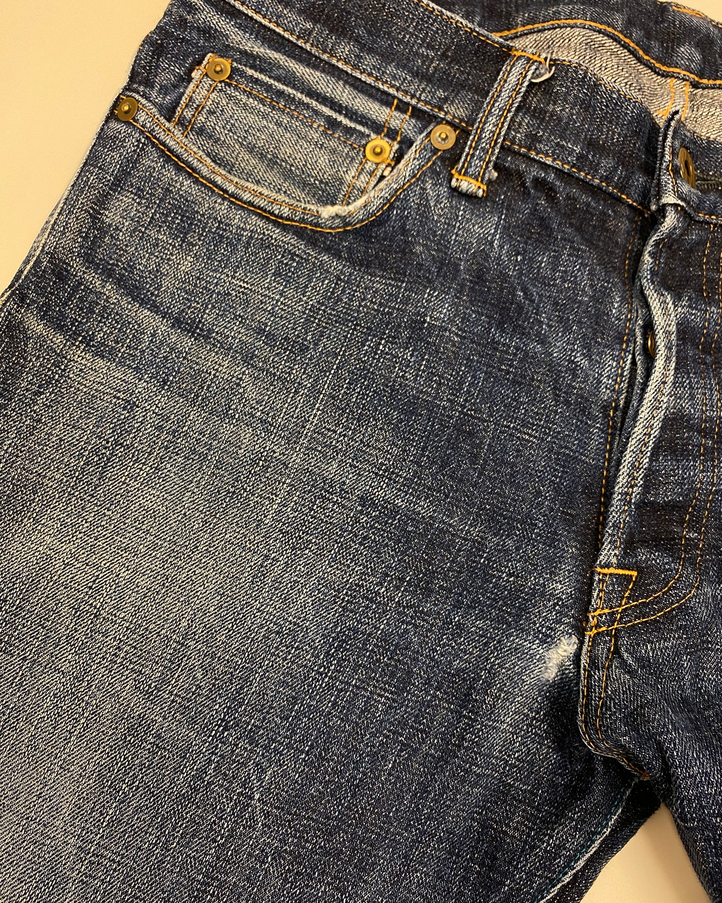 Japan Blue Jeans 2010s Faded Slim Fit Selvedge Denim Blue