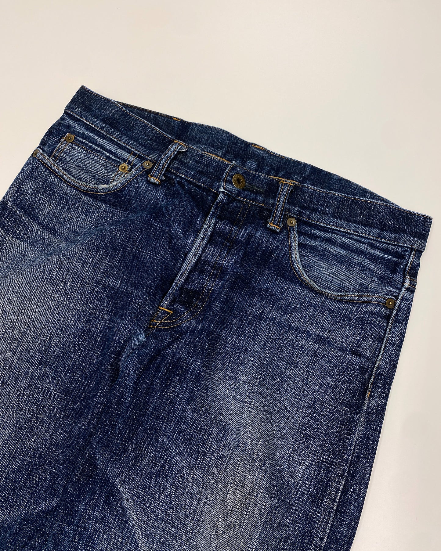 Japan Blue Jeans 2010s Faded Slim Fit Selvedge Denim Blue