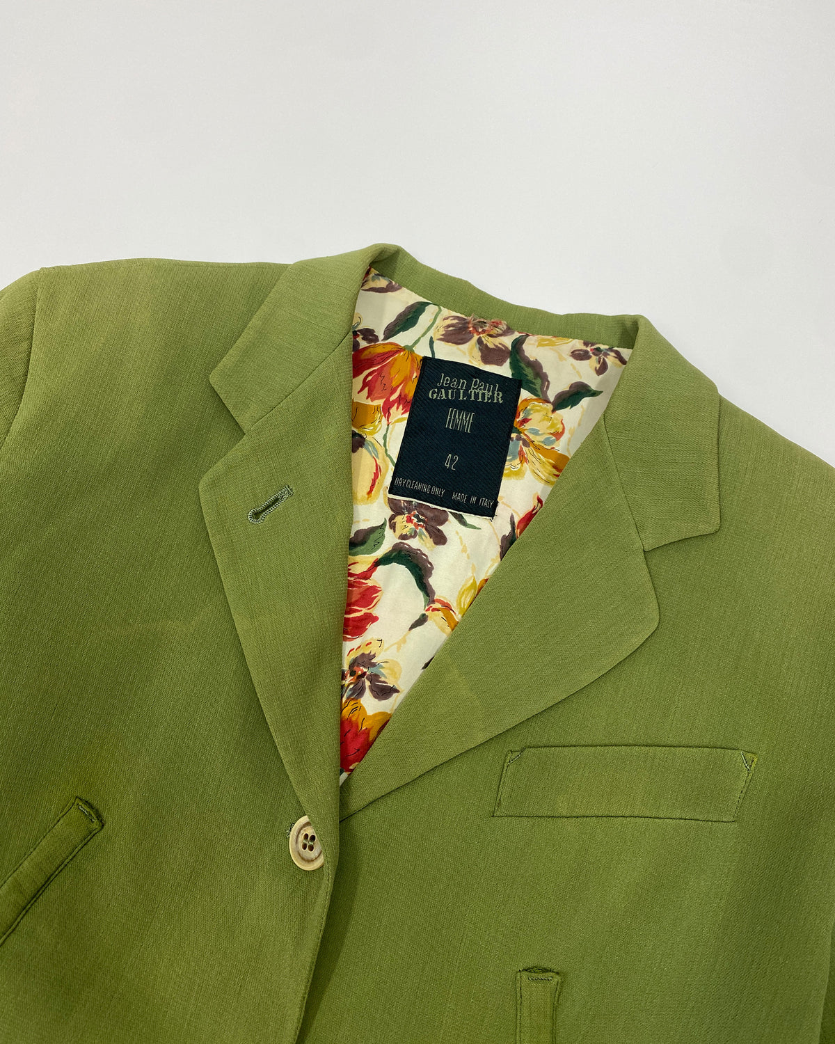 Jean Paul Gaultier Femme 1980s Faded Blazer Jacket Green