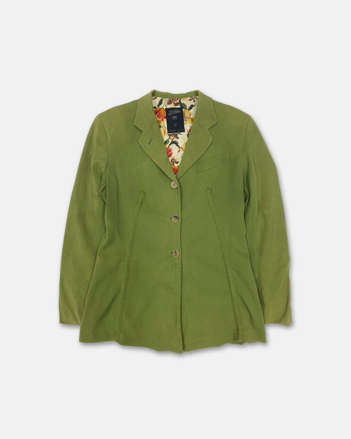 Jean Paul Gaultier Femme 1980s Faded Blazer Jacket Green
