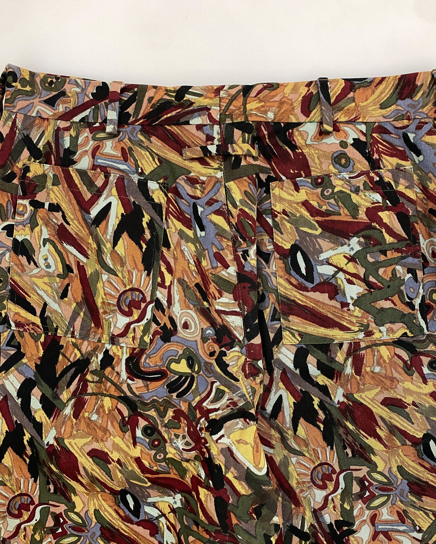 Jean Paul Gaultier Homme 1980s Abstract Art Pants Multicolor
