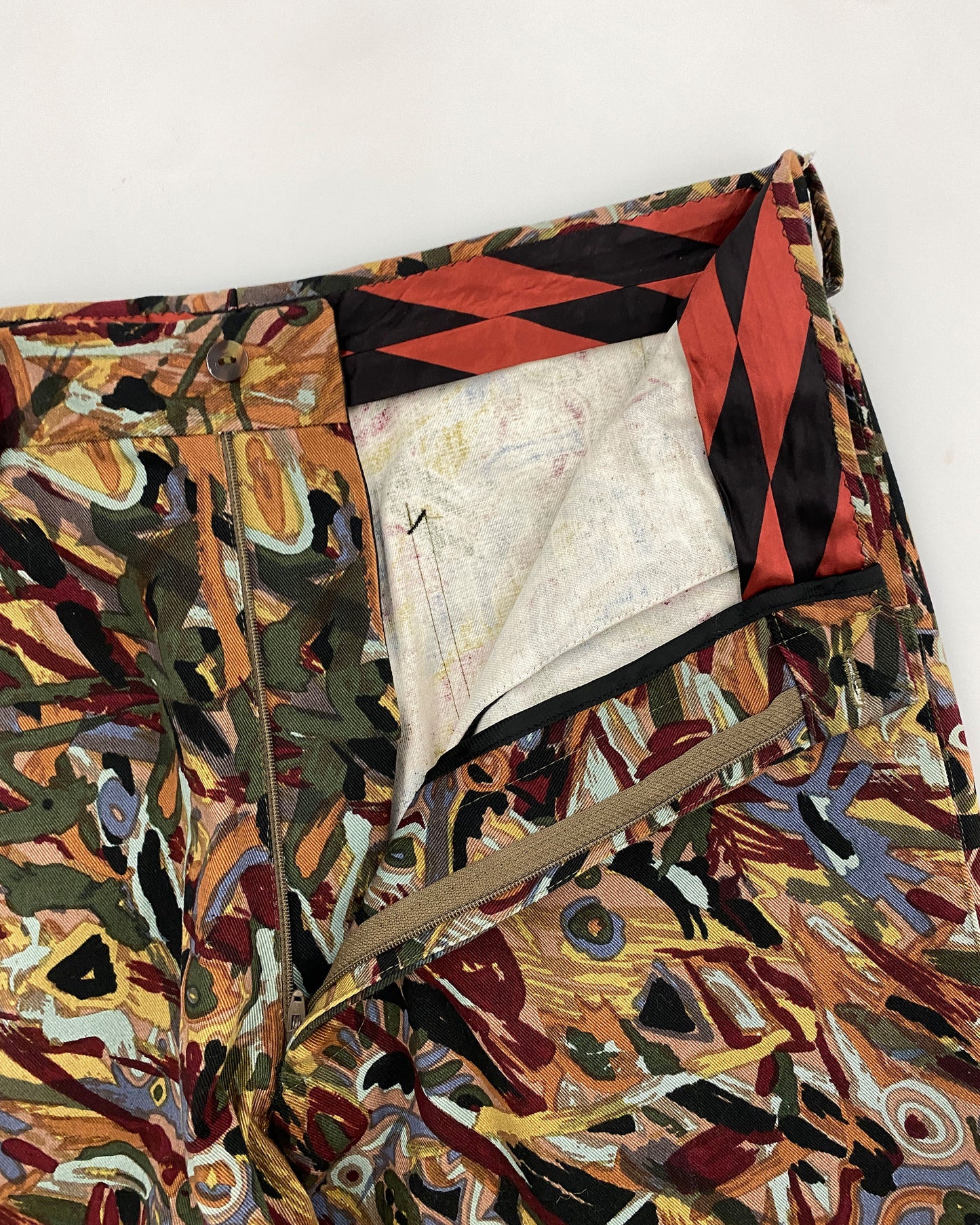Jean Paul Gaultier Homme 1980s Abstract Art Pants Multicolor