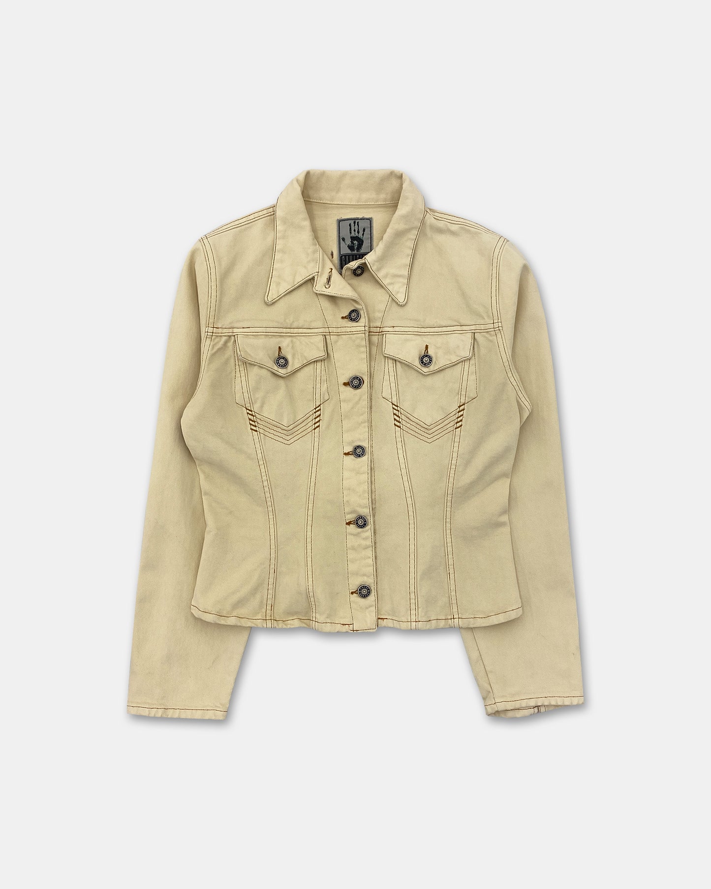 Gaultier Jeans 1990s Corset Cropped Denim Jacket Beige