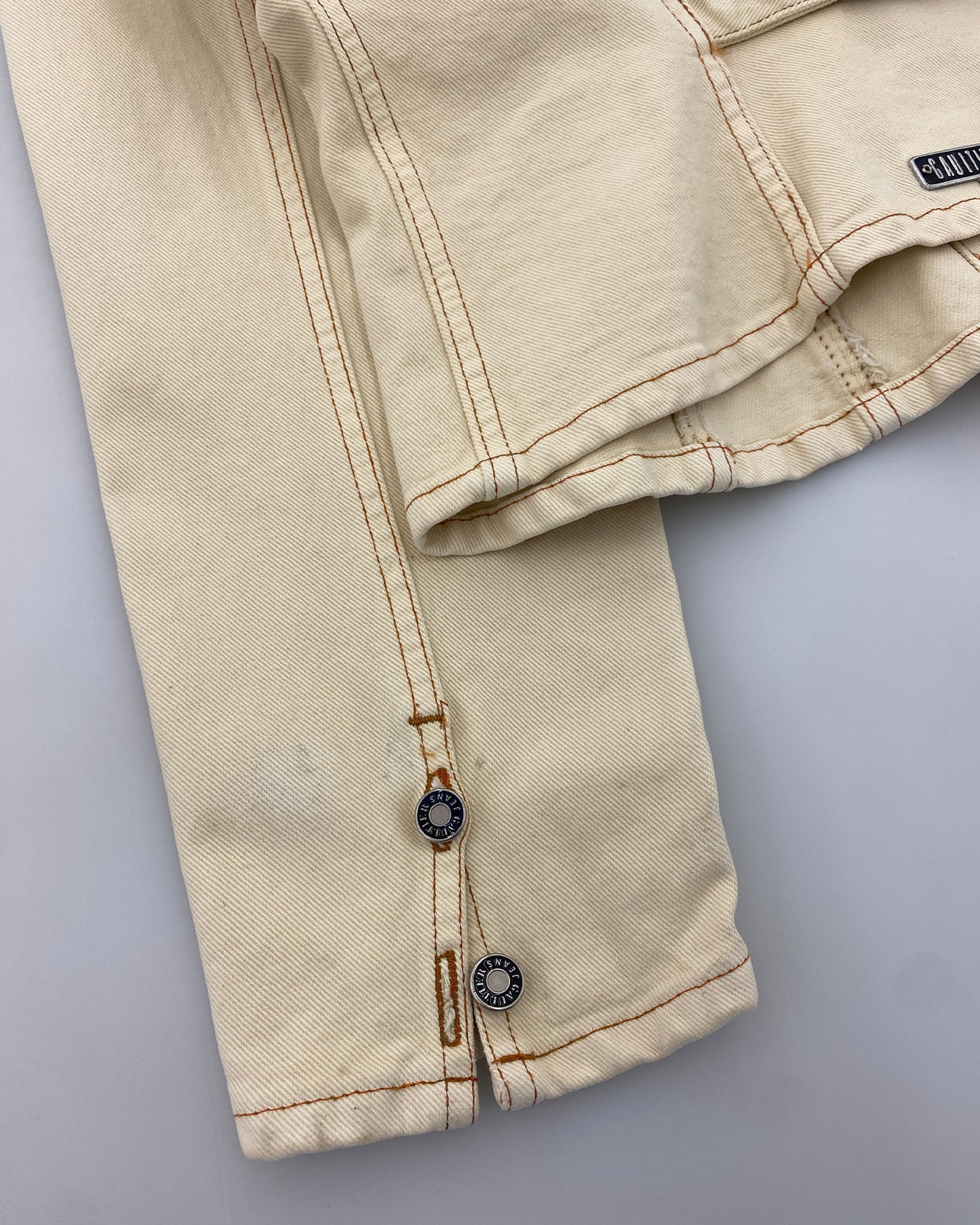 Gaultier Jeans 1990s Corset Cropped Denim Jacket Beige