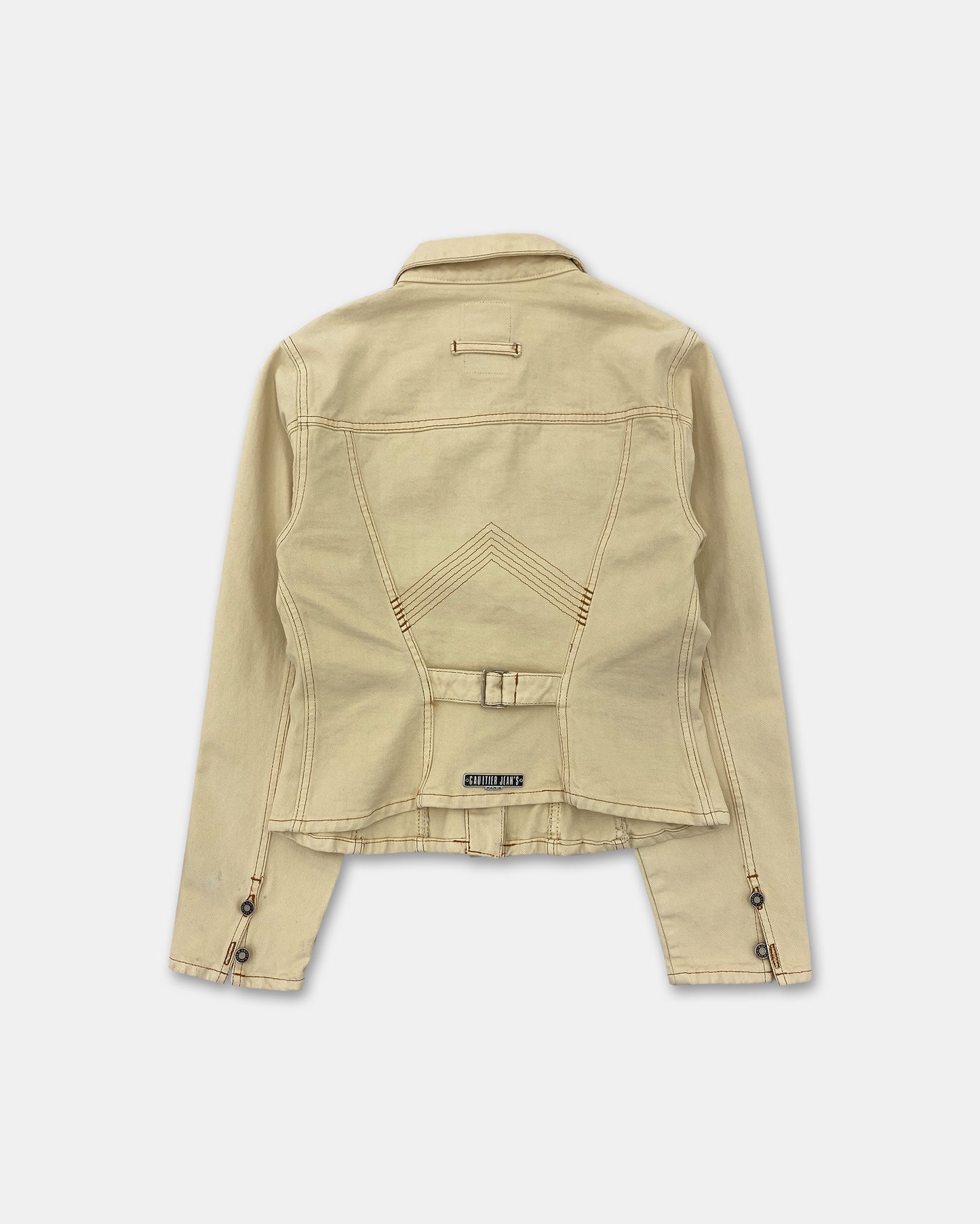 Gaultier Jeans 1990s Corset Cropped Denim Jacket Beige