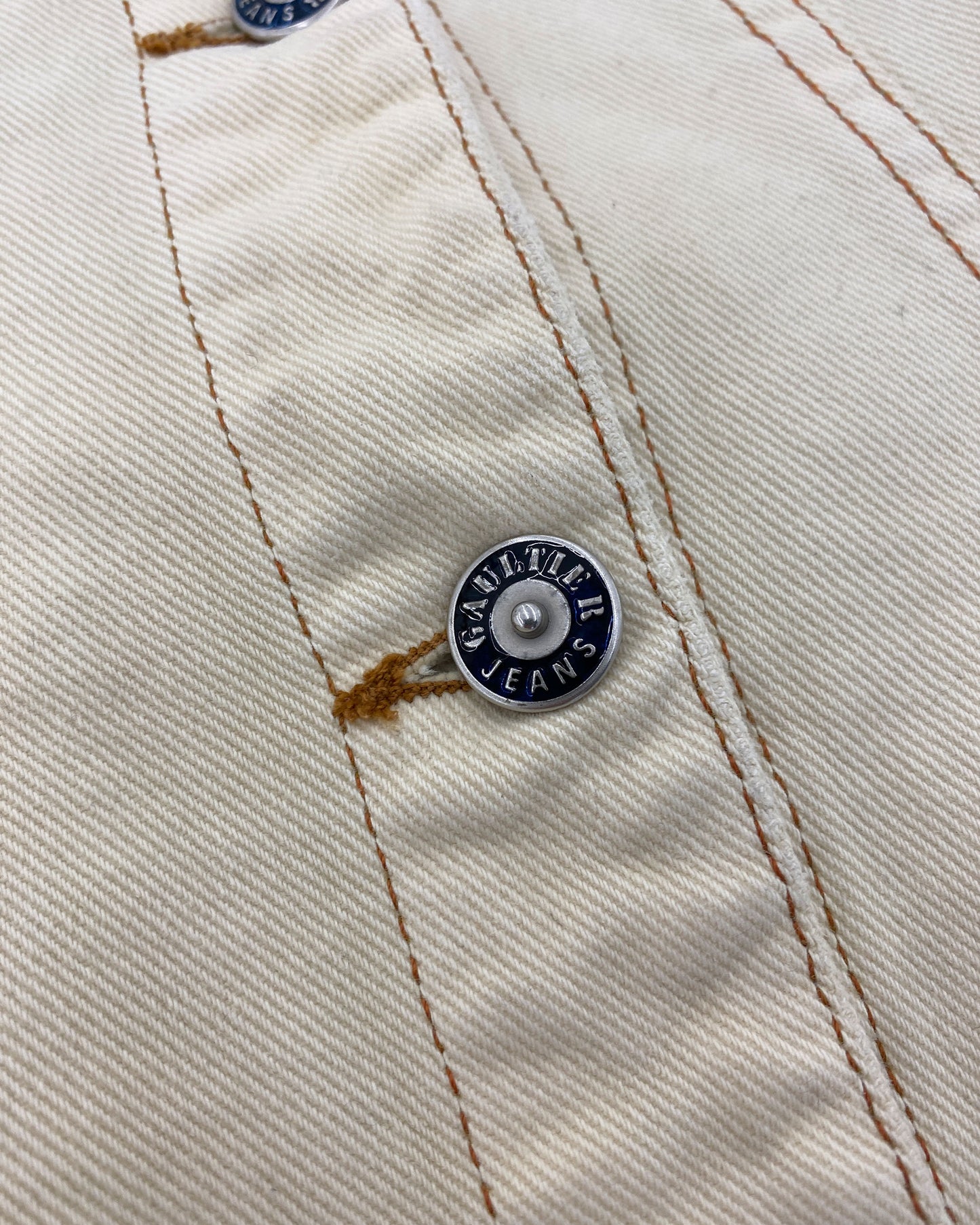 Gaultier Jeans 1990s Corset Cropped Denim Jacket Beige