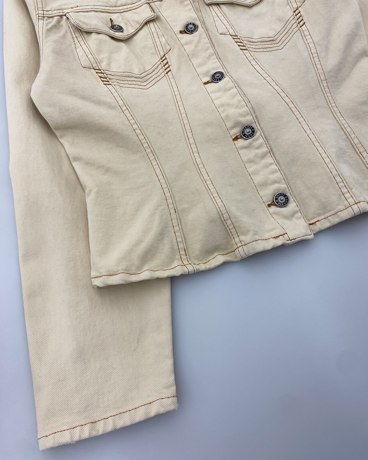 Gaultier Jeans 1990s Corset Cropped Denim Jacket Beige