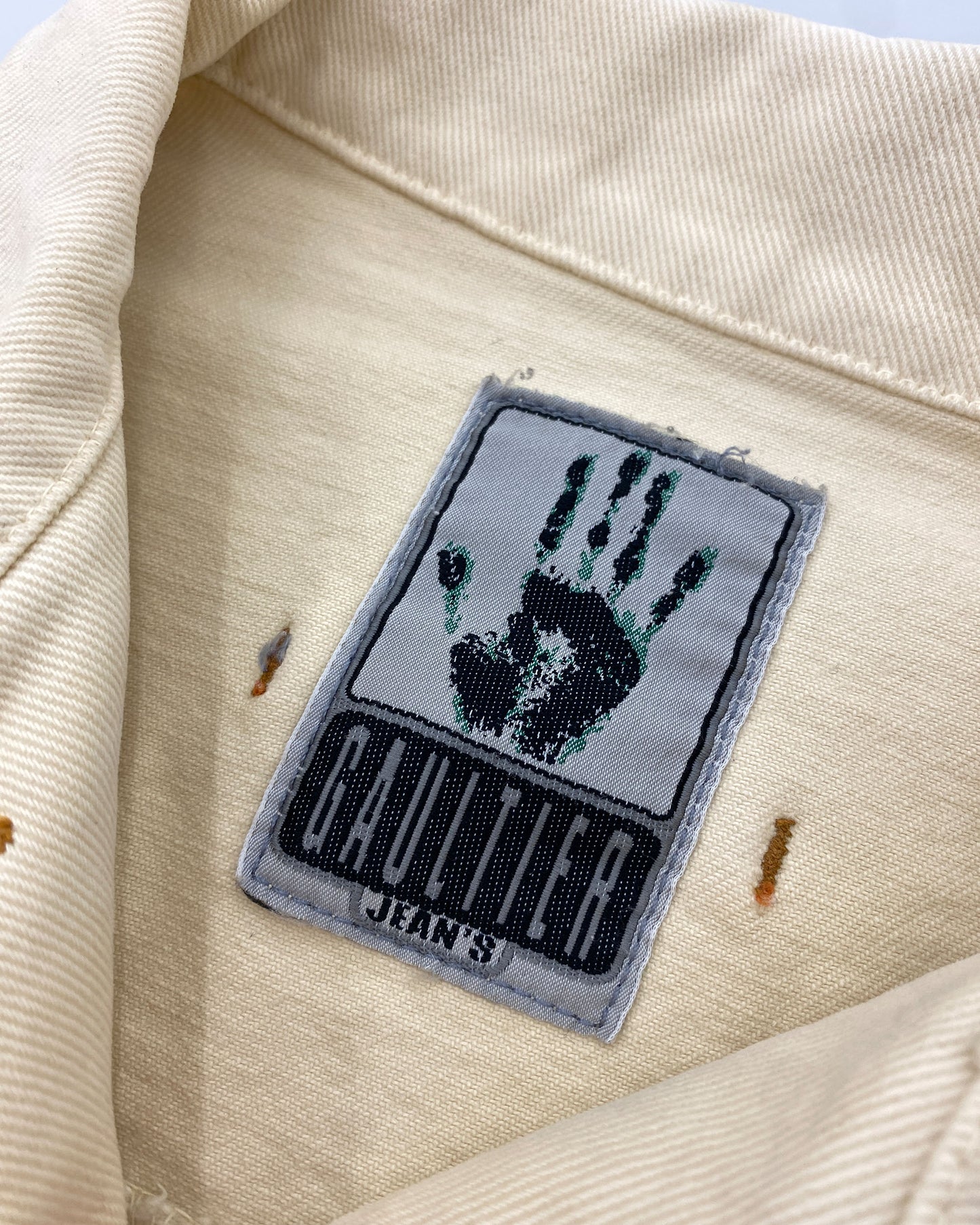 Gaultier Jeans 1990s Corset Cropped Denim Jacket Beige