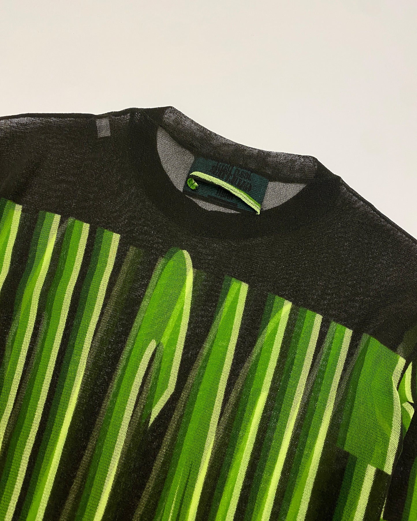 Jean Paul Gaultier Maille 1990s Spell Out Mesh Longsleeve Top Black Green