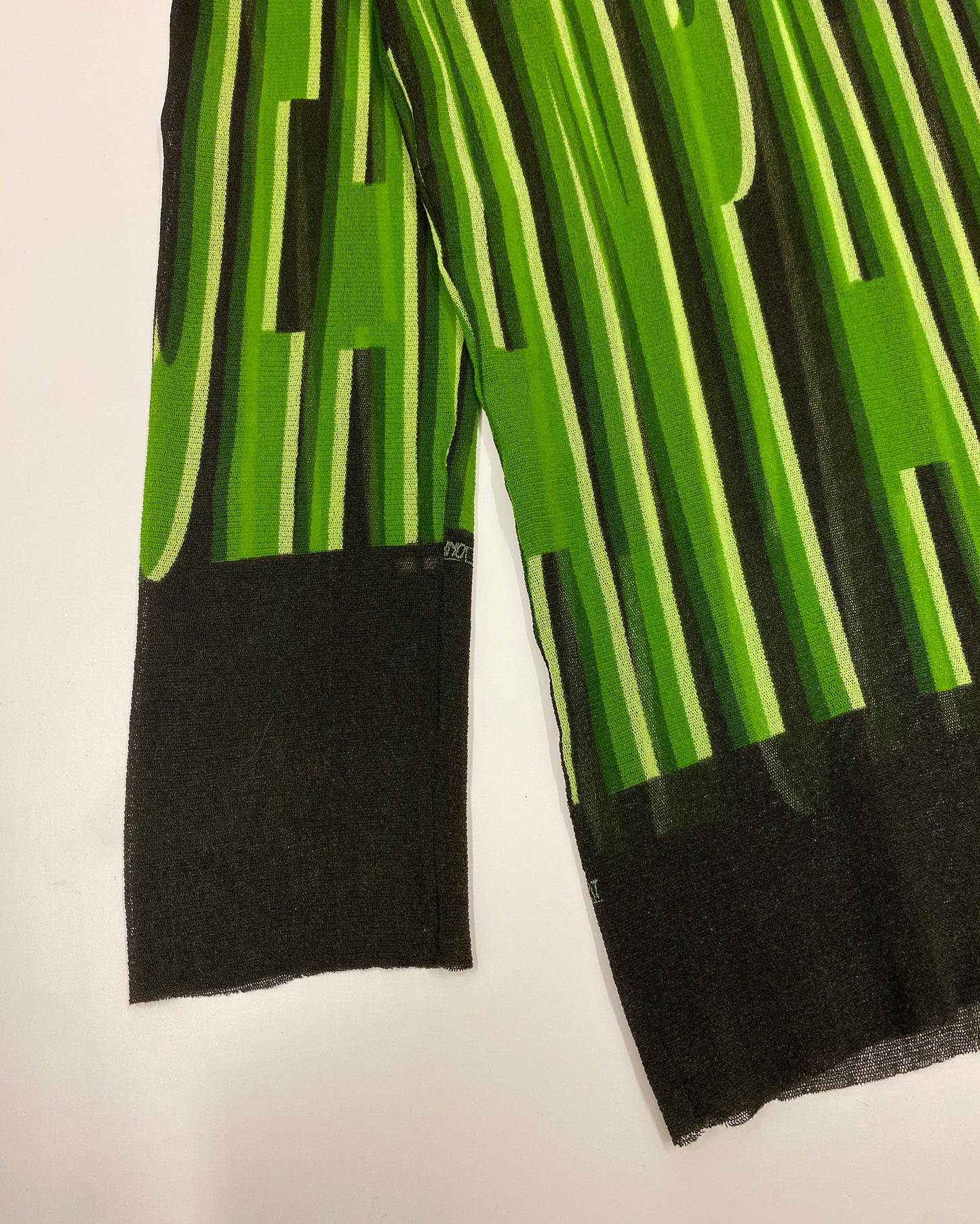 Jean Paul Gaultier Maille 1990s Spell Out Mesh Longsleeve Top Black Green