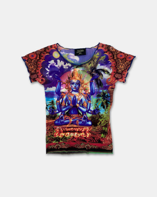 Jean Paul Gaultier Maille SS1997 Shiva Hindu God Mesh Top Multicolor