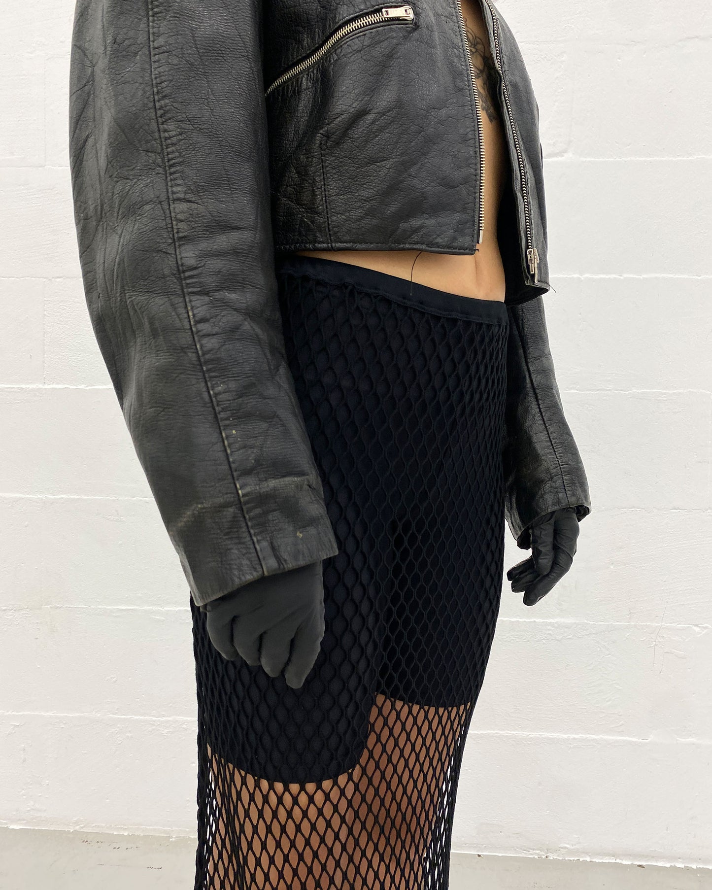 Vintage 1980s Cropped Leatherjacket Black