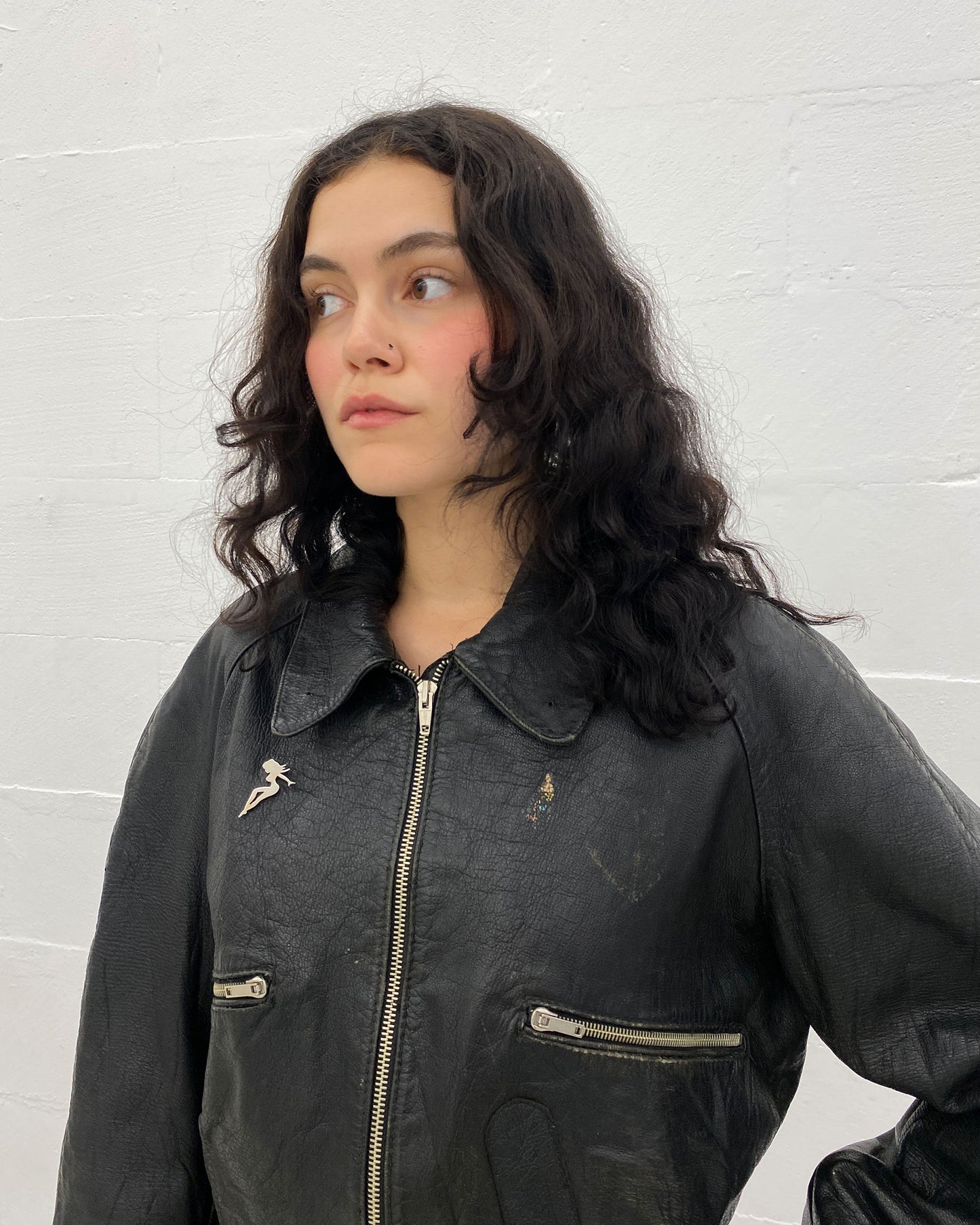 Vintage 1980s Cropped Leatherjacket Black