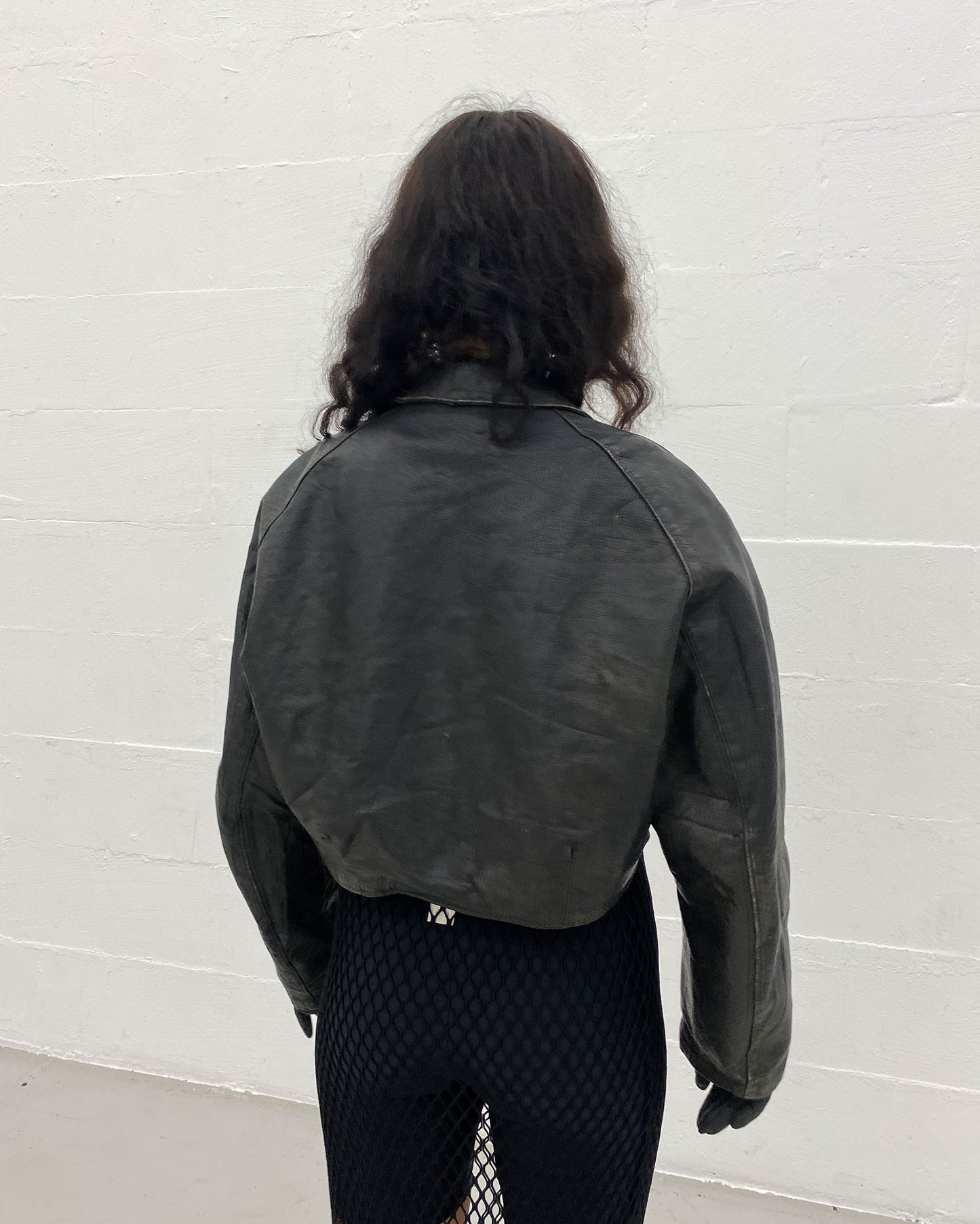 Vintage 1980s Cropped Leatherjacket Black