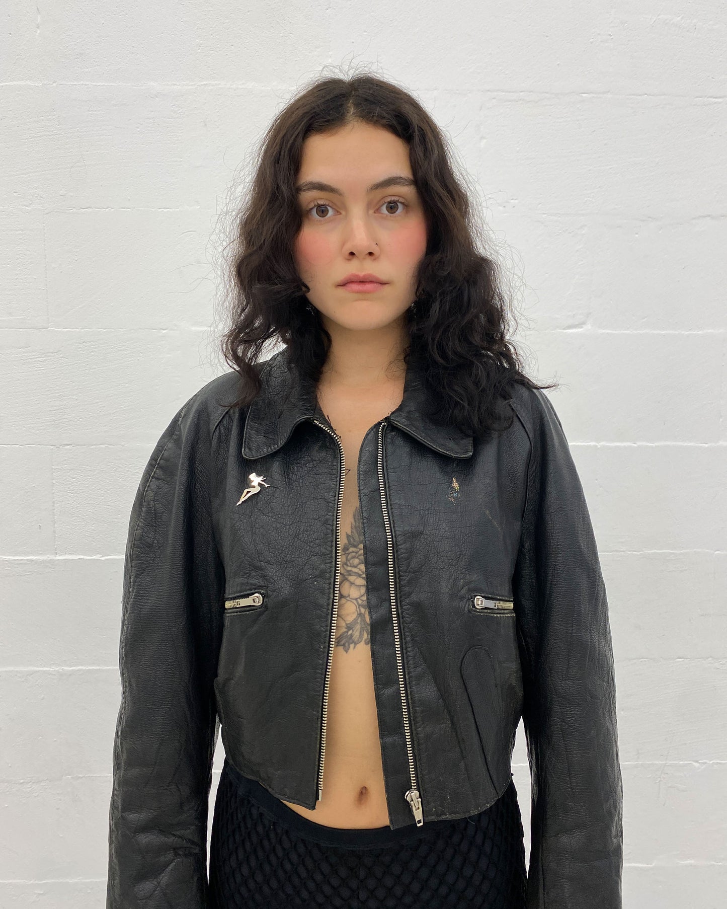 Vintage 1980s Cropped Leatherjacket Black