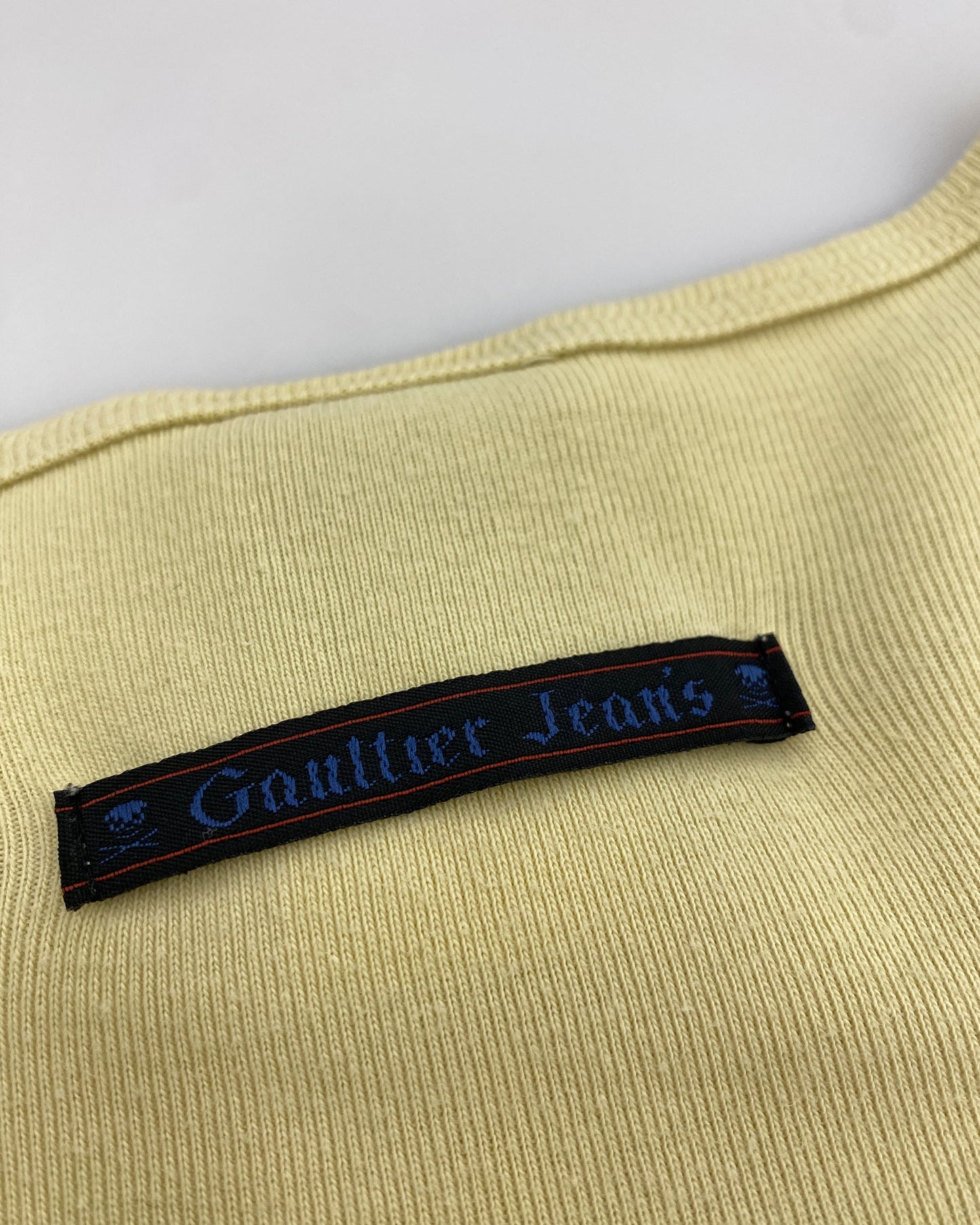 Gaultier Jeans 1990s Print T-Shirt Top Yellow