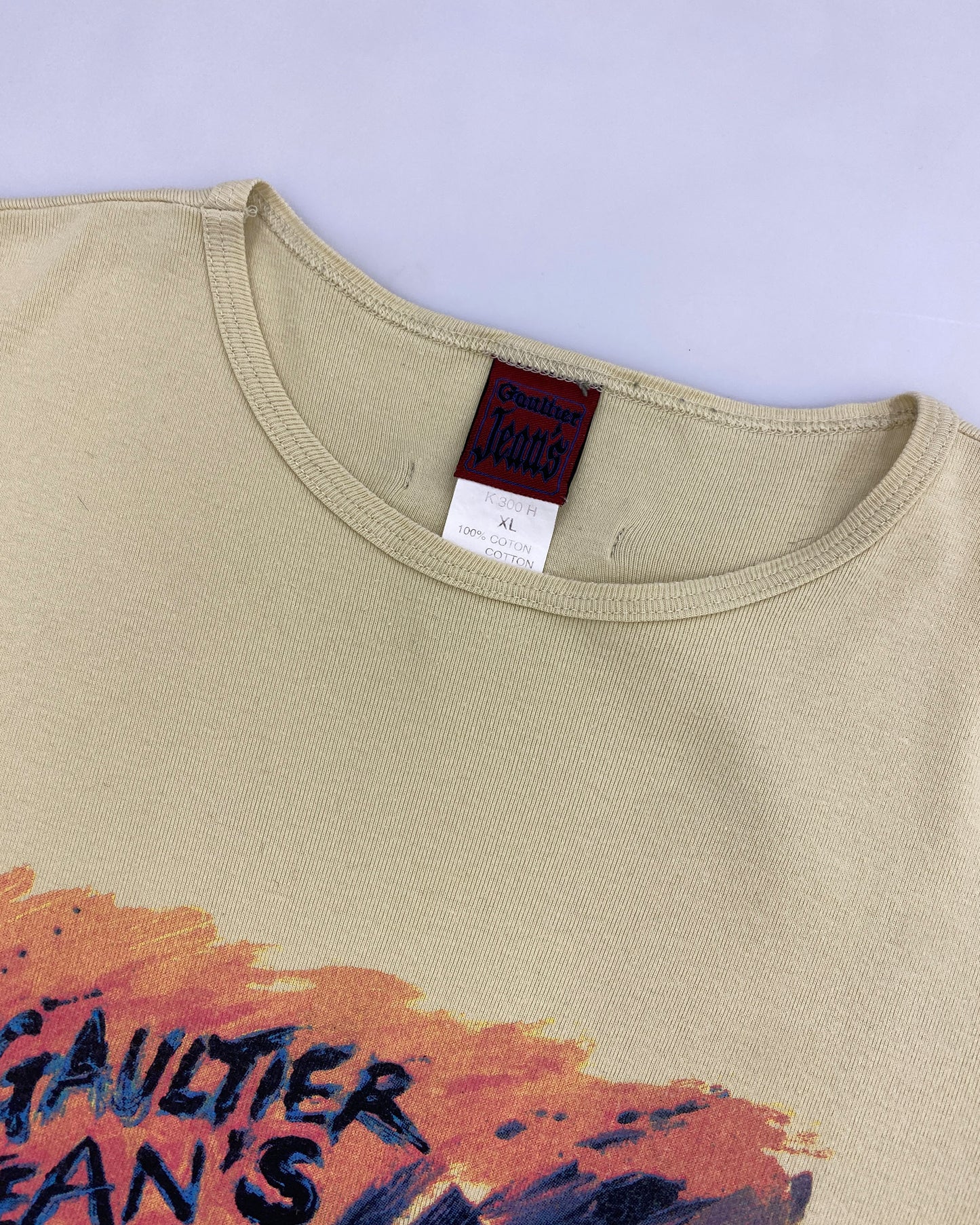 Gaultier Jeans 1990s Print T-Shirt Top Yellow