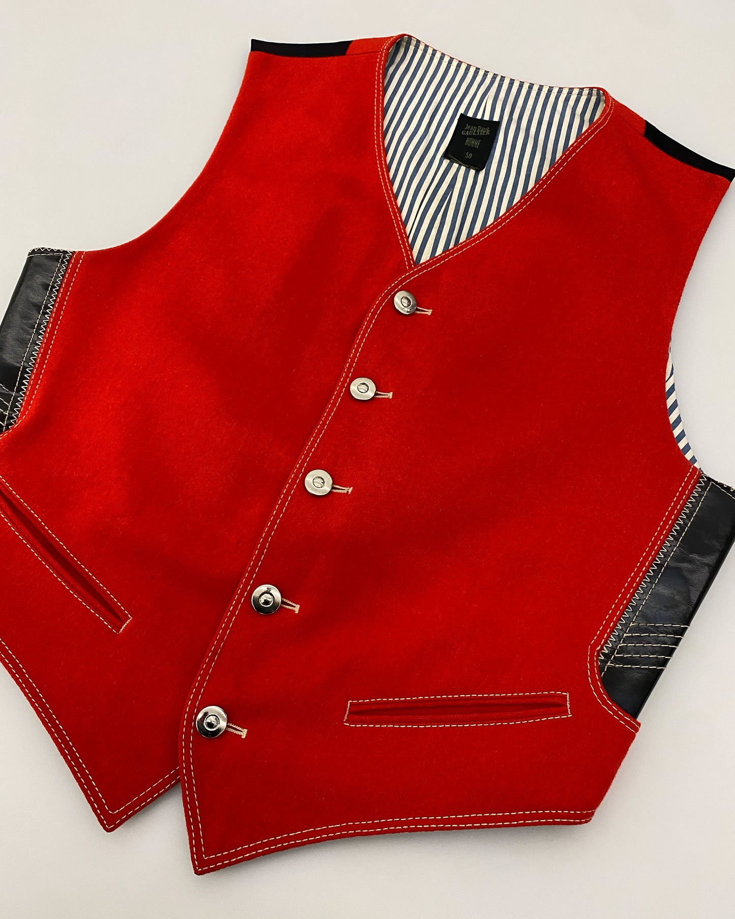 Jean Paul Gaultier Homme 1990s Suit Vest Red Black