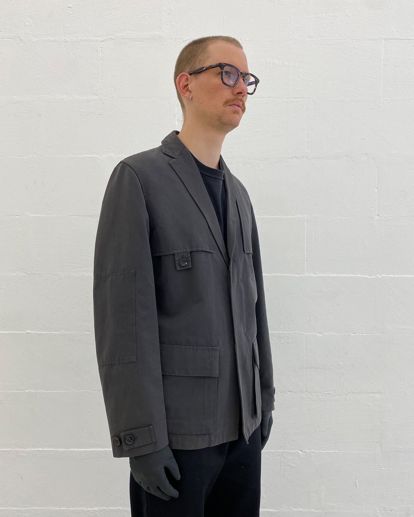 Jil Sander 1990s Cotton Blazer Jacket Grey