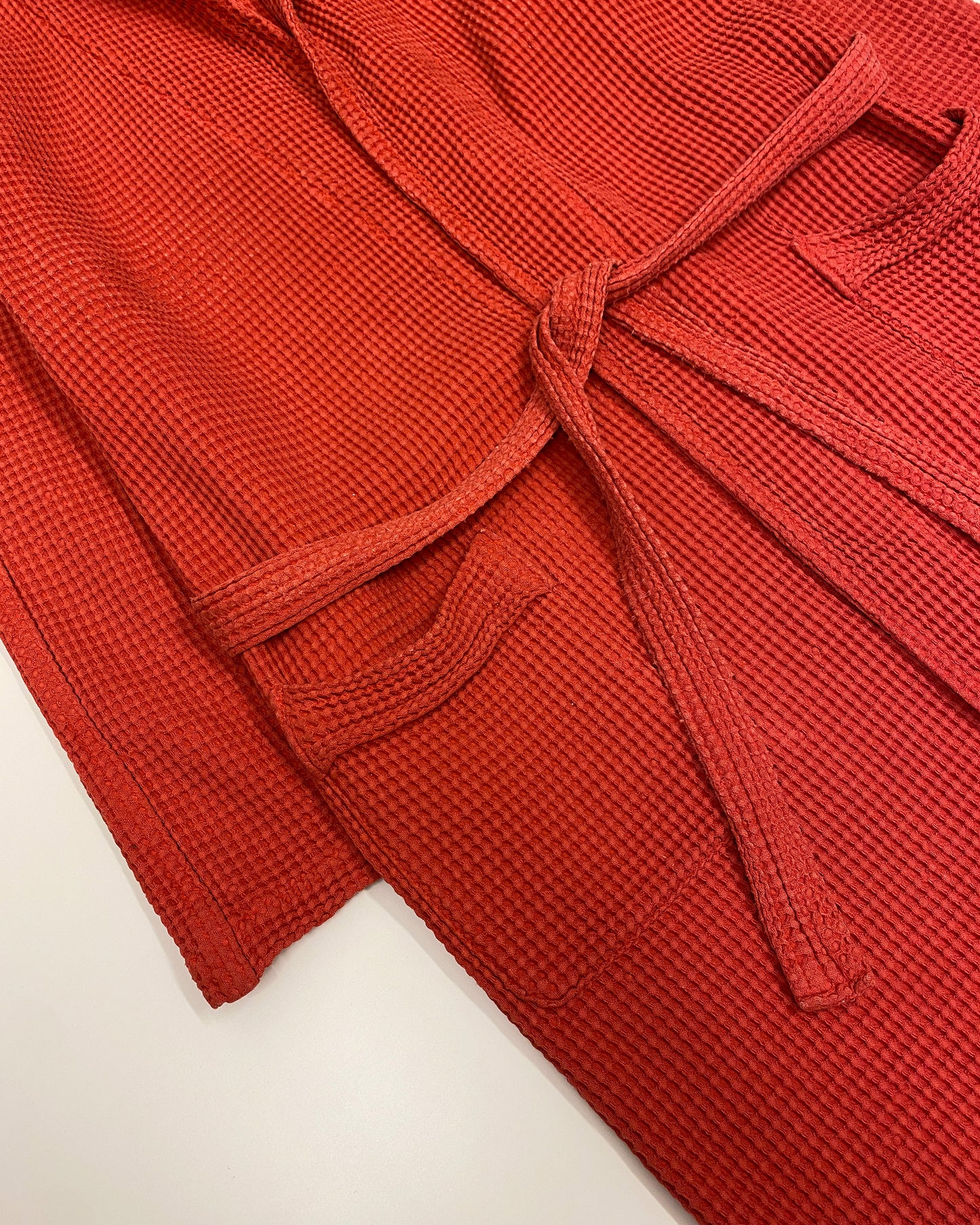 Jil Sander 1990s Cotton Bathorbe Coat Red