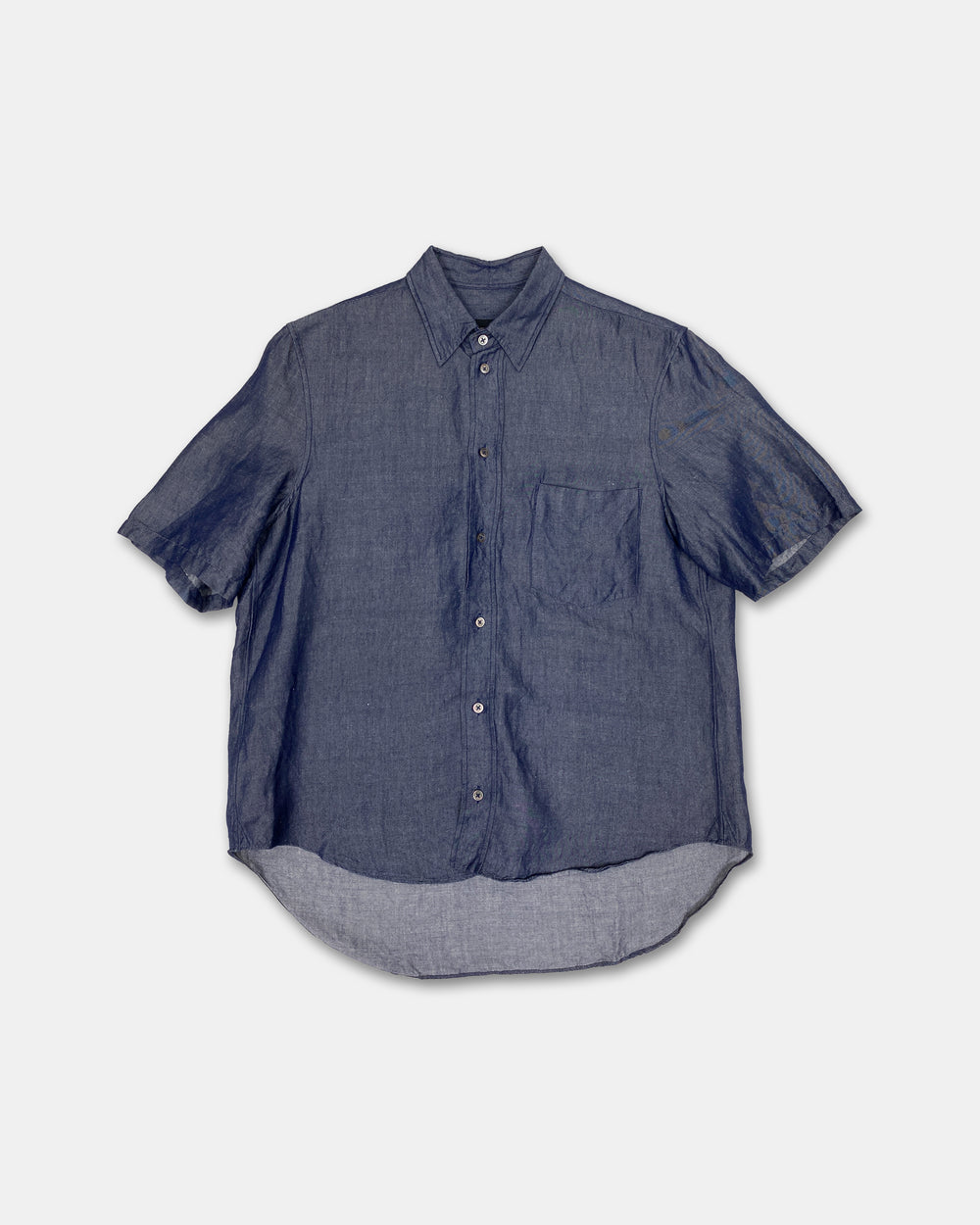 Jil Sander 2010s Ramie Relaxed Fit Blouse Top Blue