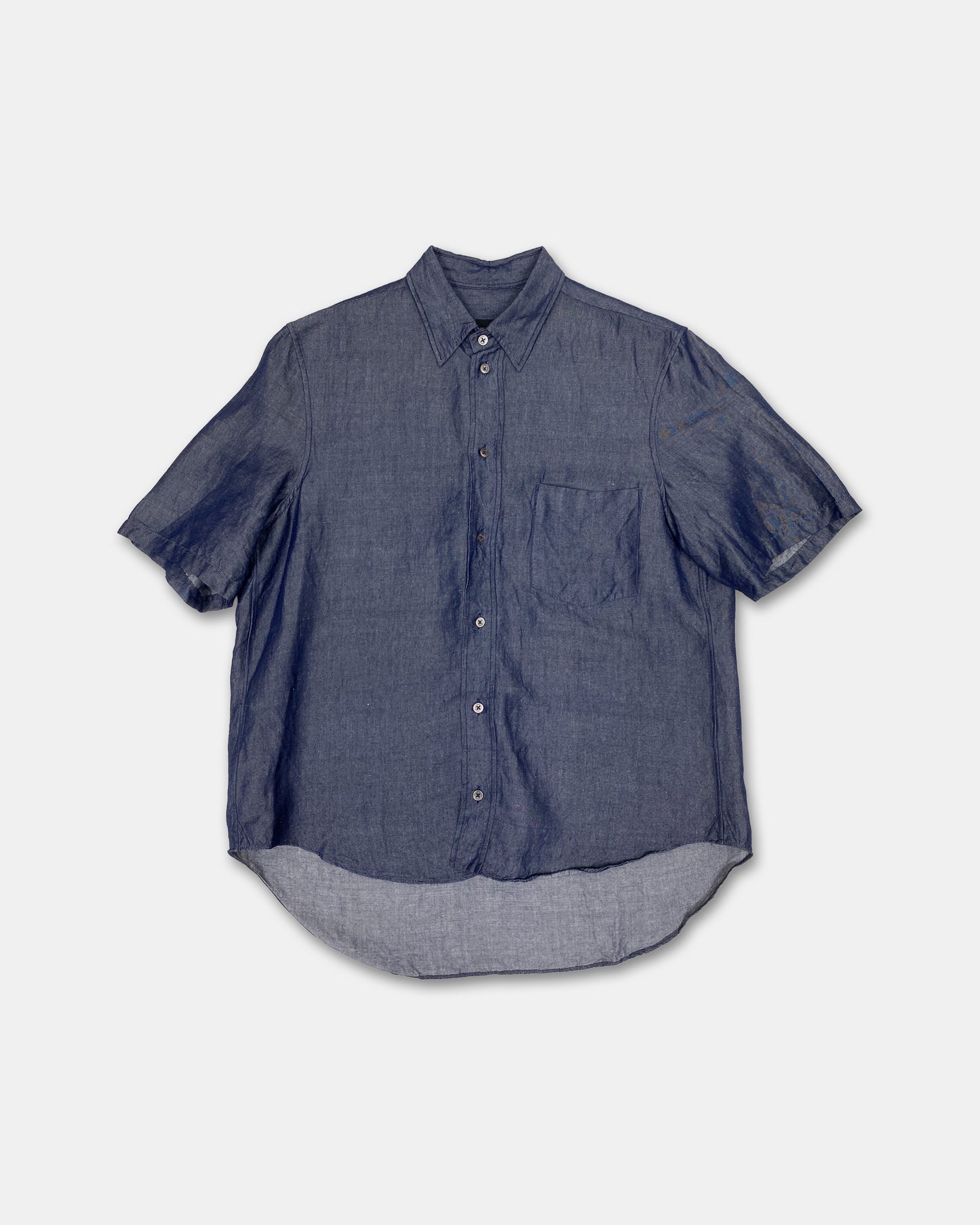 Jil Sander 2010s Ramie Relaxed Fit Blouse Top Blue