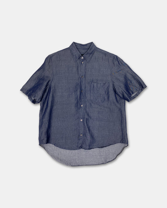 Jil Sander 2010s Ramie Relaxed Fit Blouse Top Blue